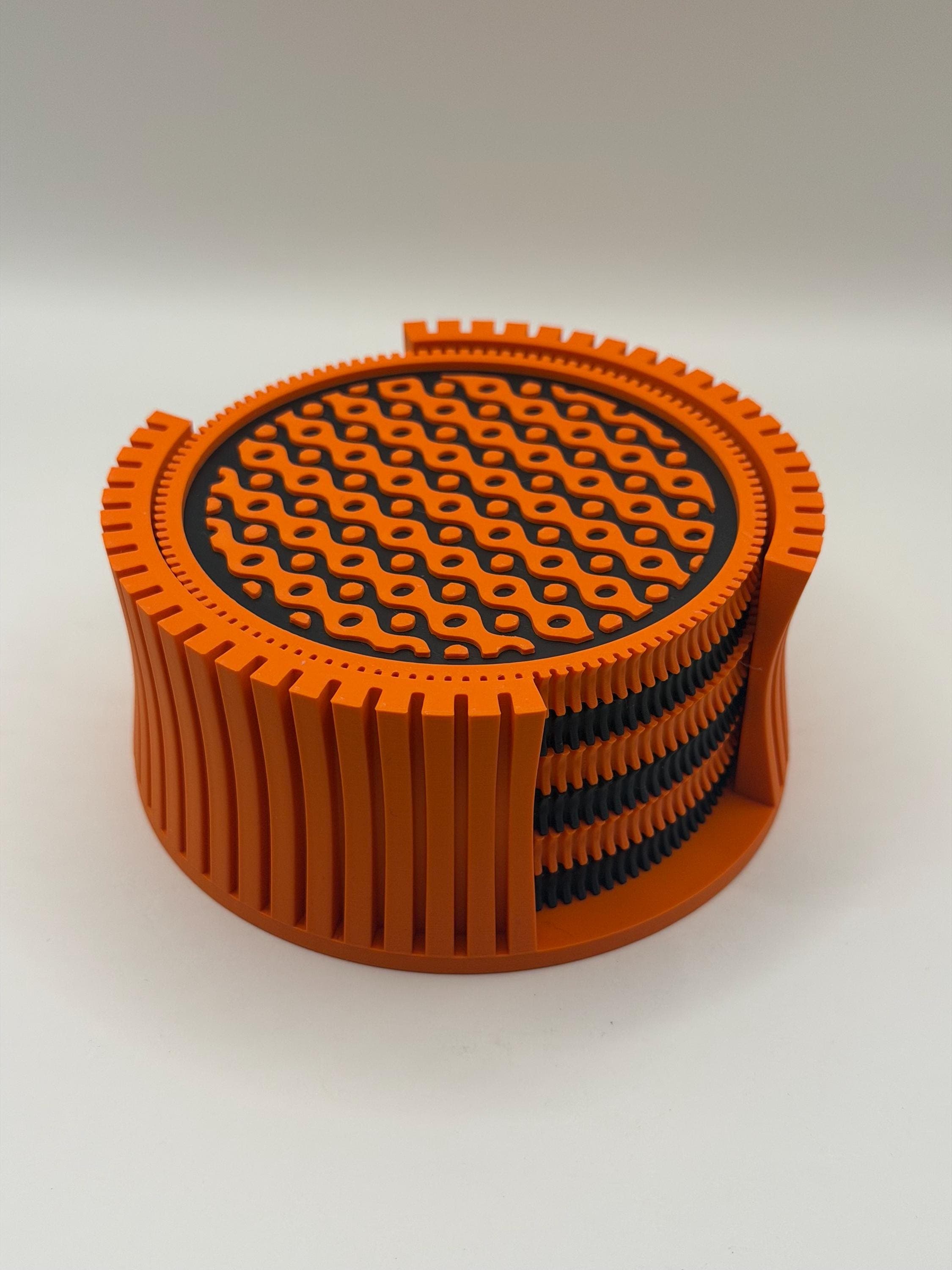 Modern Interlocking Wave Drink Coasters Set of 6 with Holder - Geometric Tabletop Decor - Housewarming Gift - Waveform Series - image 5