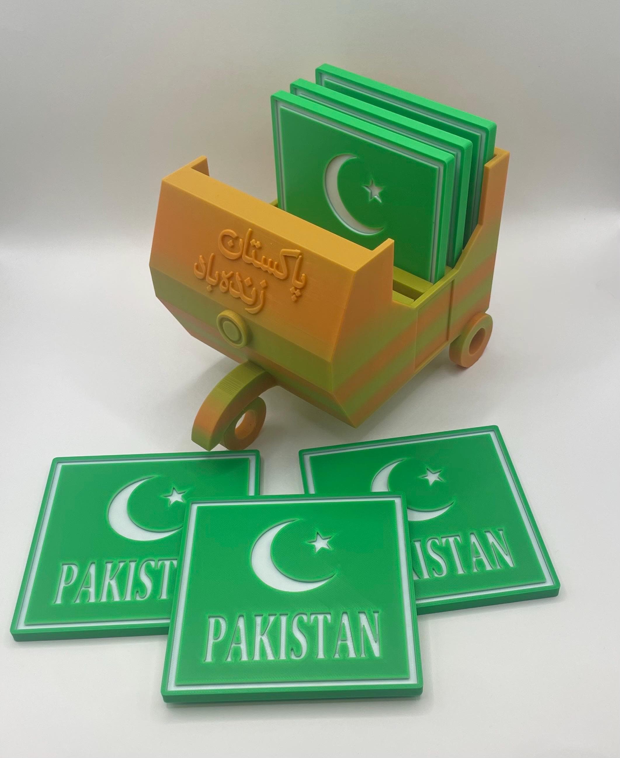 Pakistan Coaster Set of 6 | Patriotic Decor | Pakistan Zindabad | Cultural Gift | Drink Coasters | Housewarming Gift