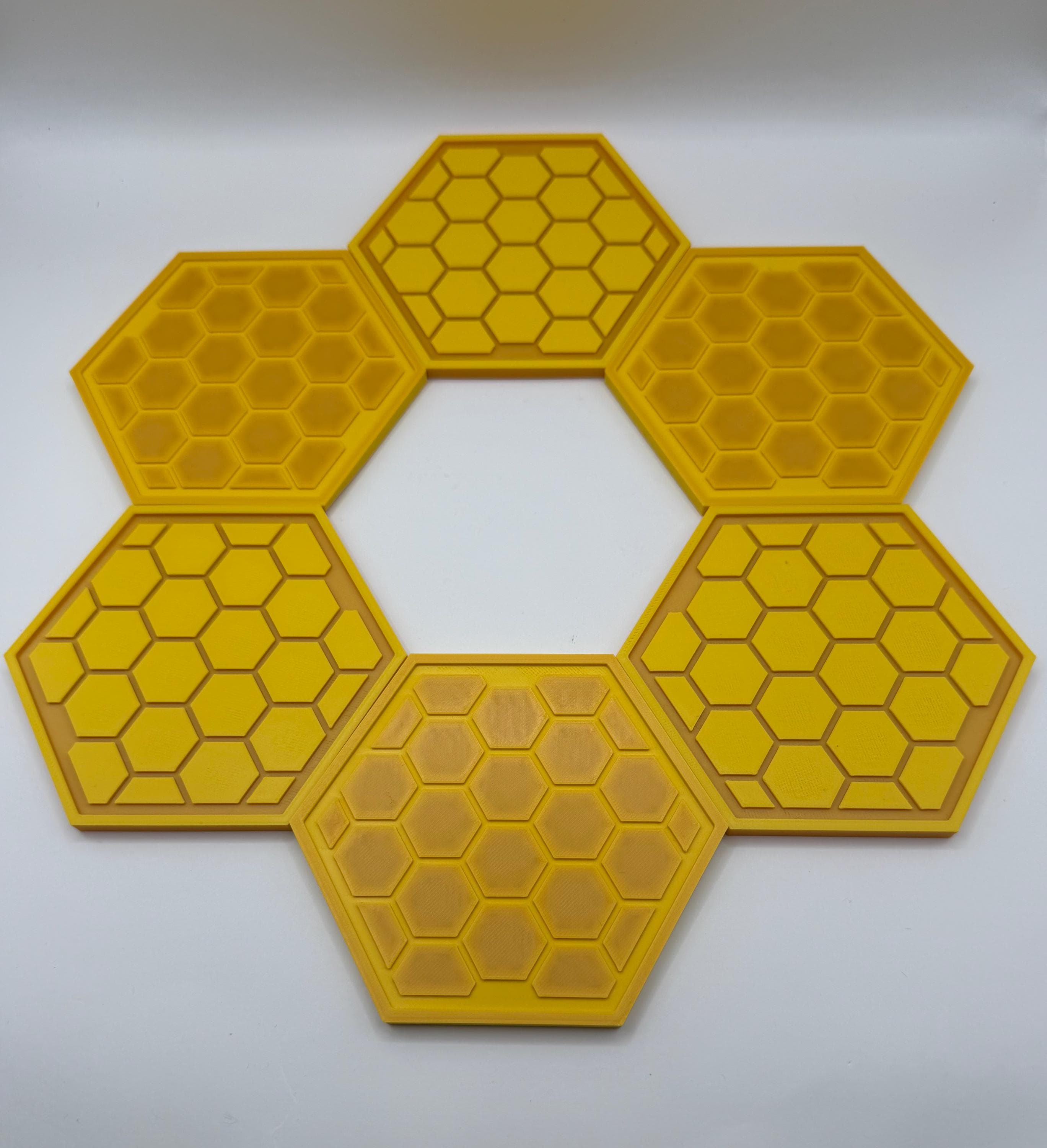 Honeycomb Coaster Set with Holder | Modern Hexagon Drink Mats, Yellow Home Decor | Housewarming Gift | Geometric Table Decor - image 4
