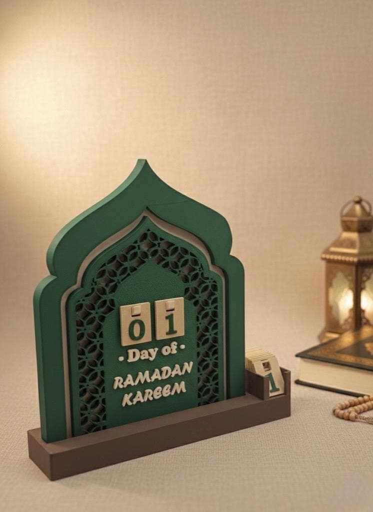 Ramadan Countdown Calendar - Islamic Desktop Decor, Ramadan Mubarak Gift, Ramadan Kareem Counter, Islamic Arch Home Decor, Kids Ramadan Gift