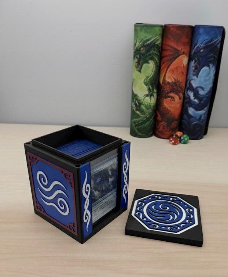 MTG EDH Air Elemental Theme Deck Box | TCG Commander Showcase Display Slot with Toploader | Magnetic Top Fantasy Gaming Cards Organizer
