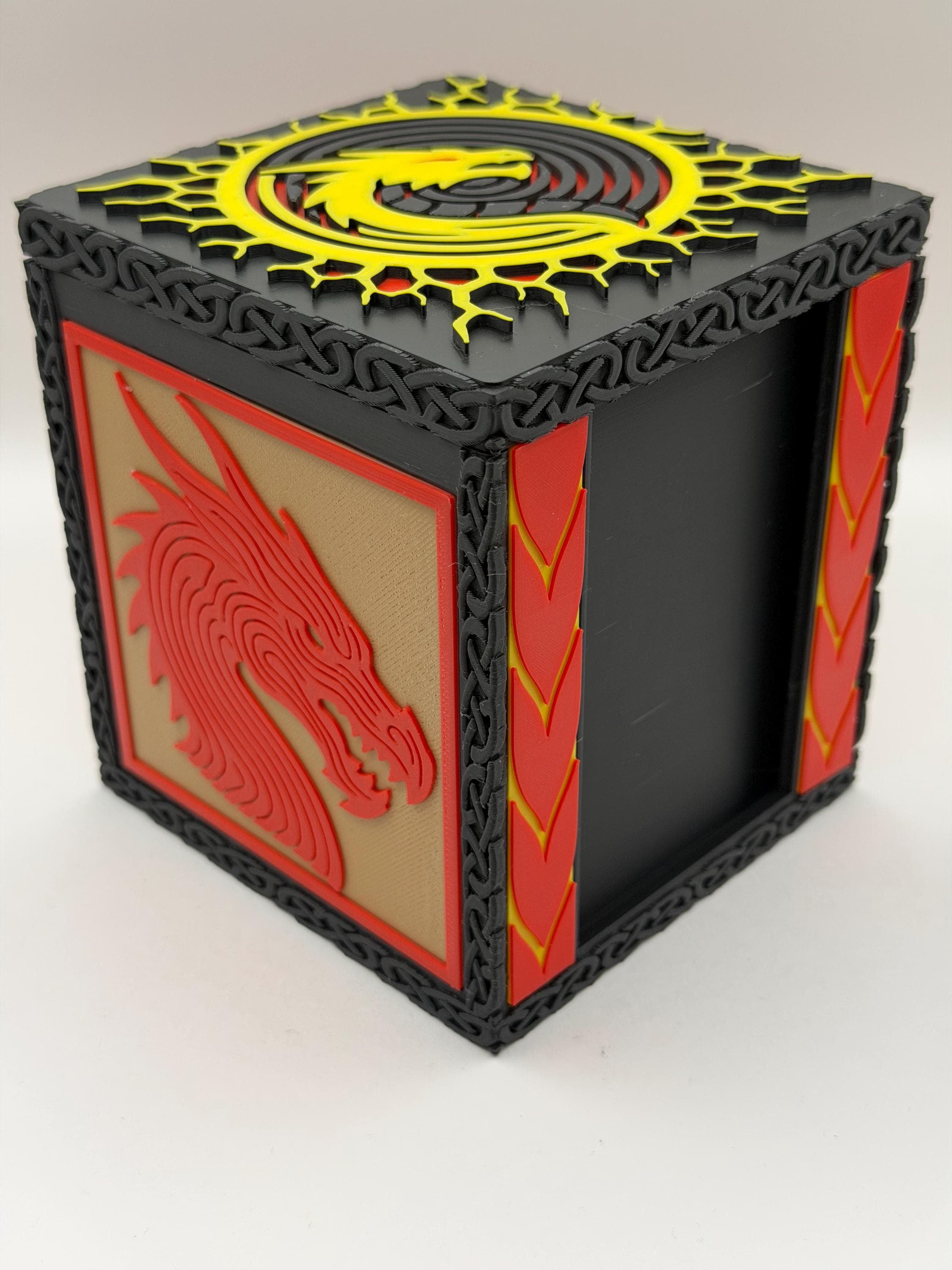 MTG EDH Deck Box | Dragon Theme Deck Box | TCG Commander Showcase Display Slot with Toploader | Magnetic Top Fantasy Gaming Cards Storage - image 4