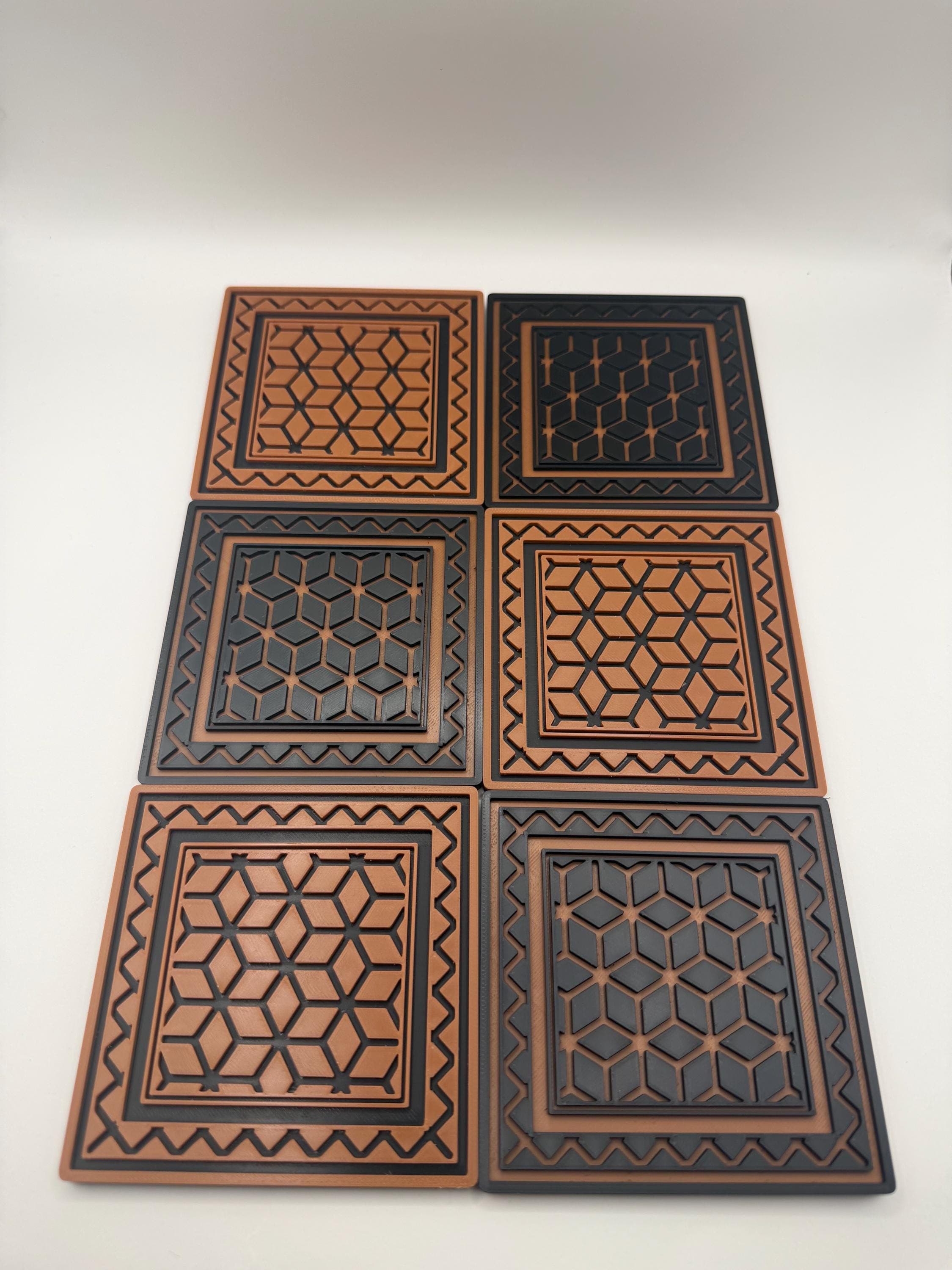 Geometric 3D Printed Coaster Set with Holder | Modern Minimalist Desk Decor | Unique Housewarming Gift | Table Protection Art Decor Coasters - image 5