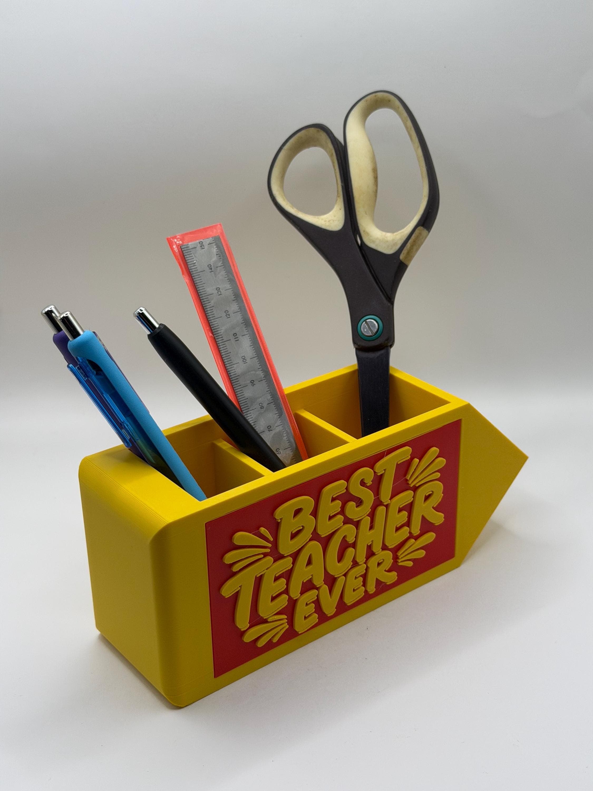 Pencil Shaped Teacher Desk Organizer Gift - Best Teacher Ever - Classroom Pen Holder - Teachers Appreciation - Unique Desk Organizer - image 4