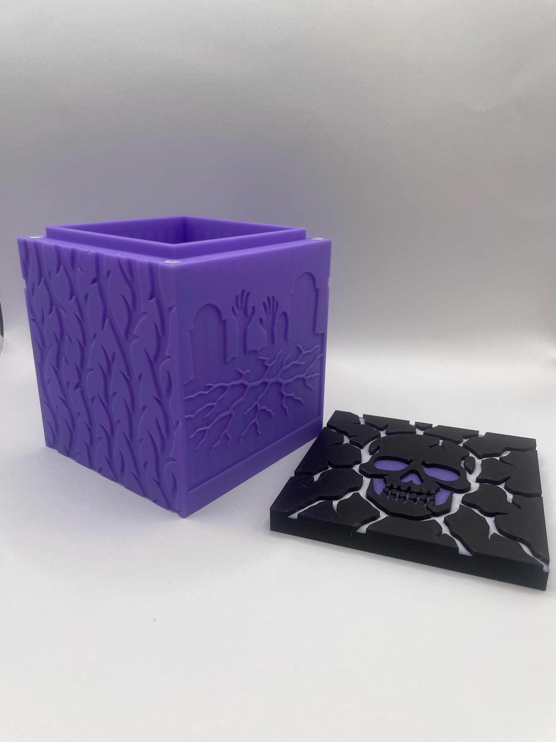 3D Printed MTG Inspired, Black Mana Deck Box, Dark Arts Storage Box for Game Cards - Spooky, Skull & Graveyard Theme - Fantasy Card Holder - image 3
