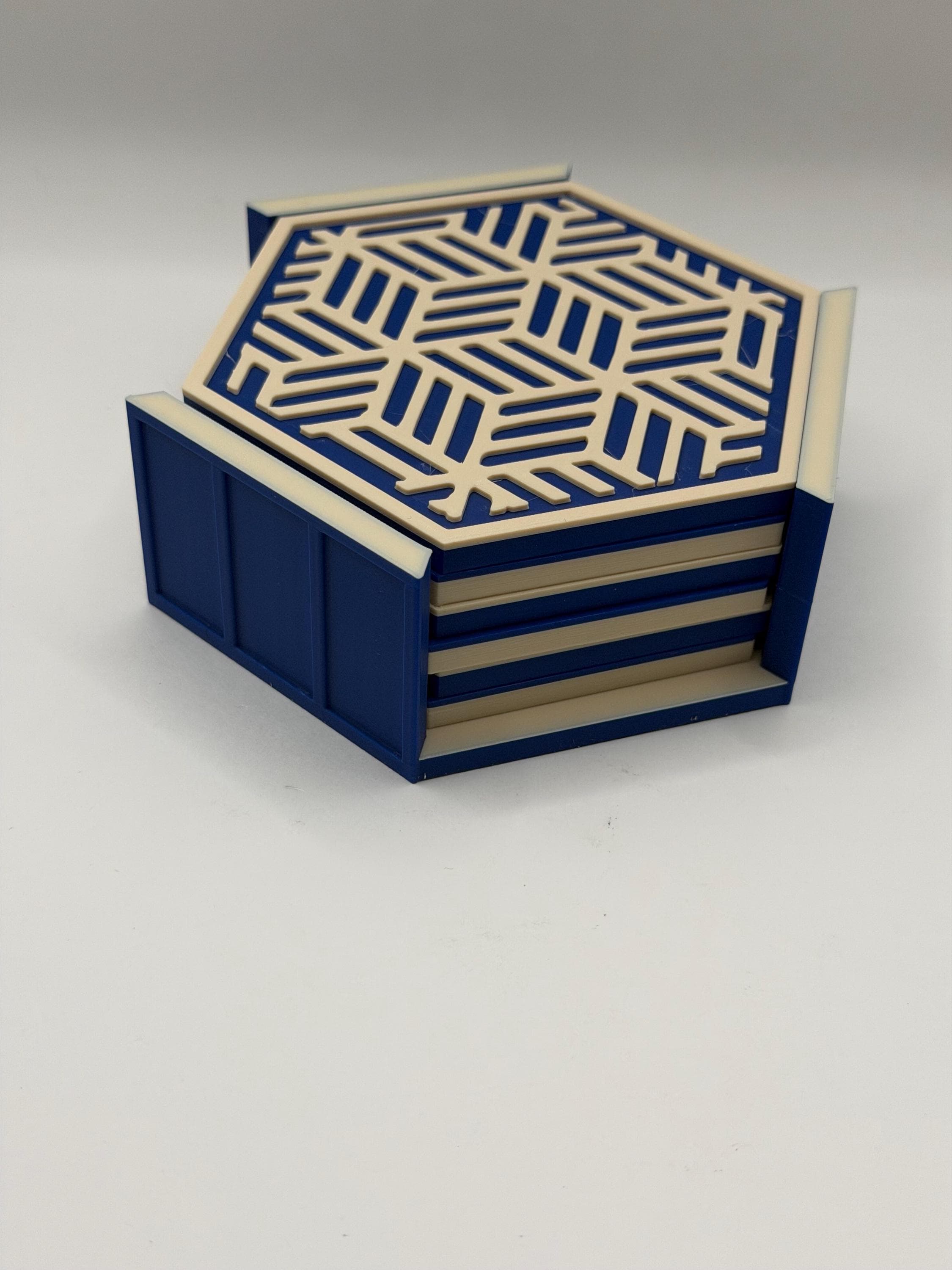 Geometric Hexagon Coaster Set with Holder - 3D Printed Drink Coasters - Modern Table Decor, Housewarming Gift, Office Desk Accessories - image 4
