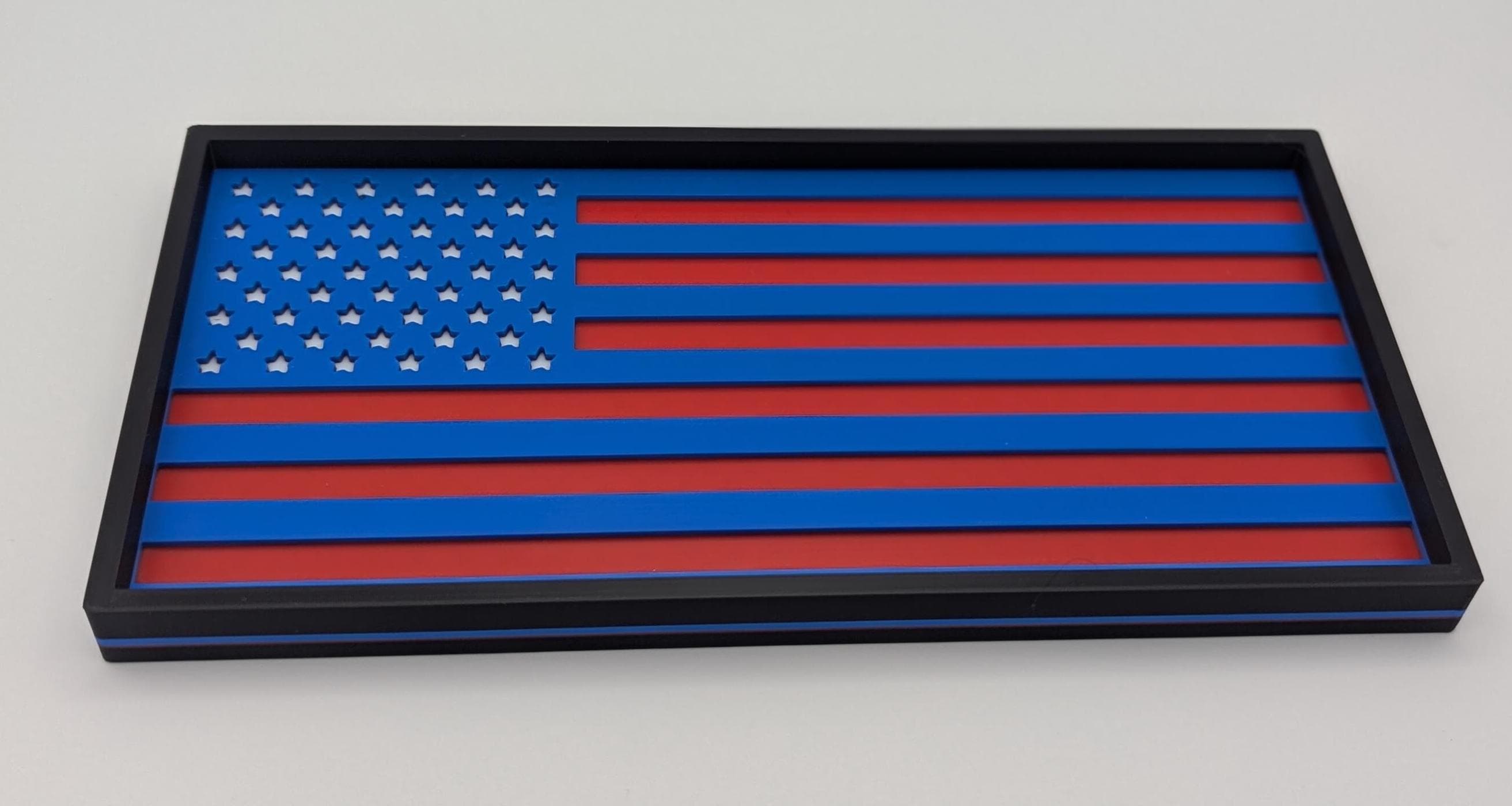 Patriotic Valet Tray, American Flag Catchall for Keys, Wallet, Phone | 3D Printed Gift for Him | Modern Desk Decor | Gift for Veterans - image 4