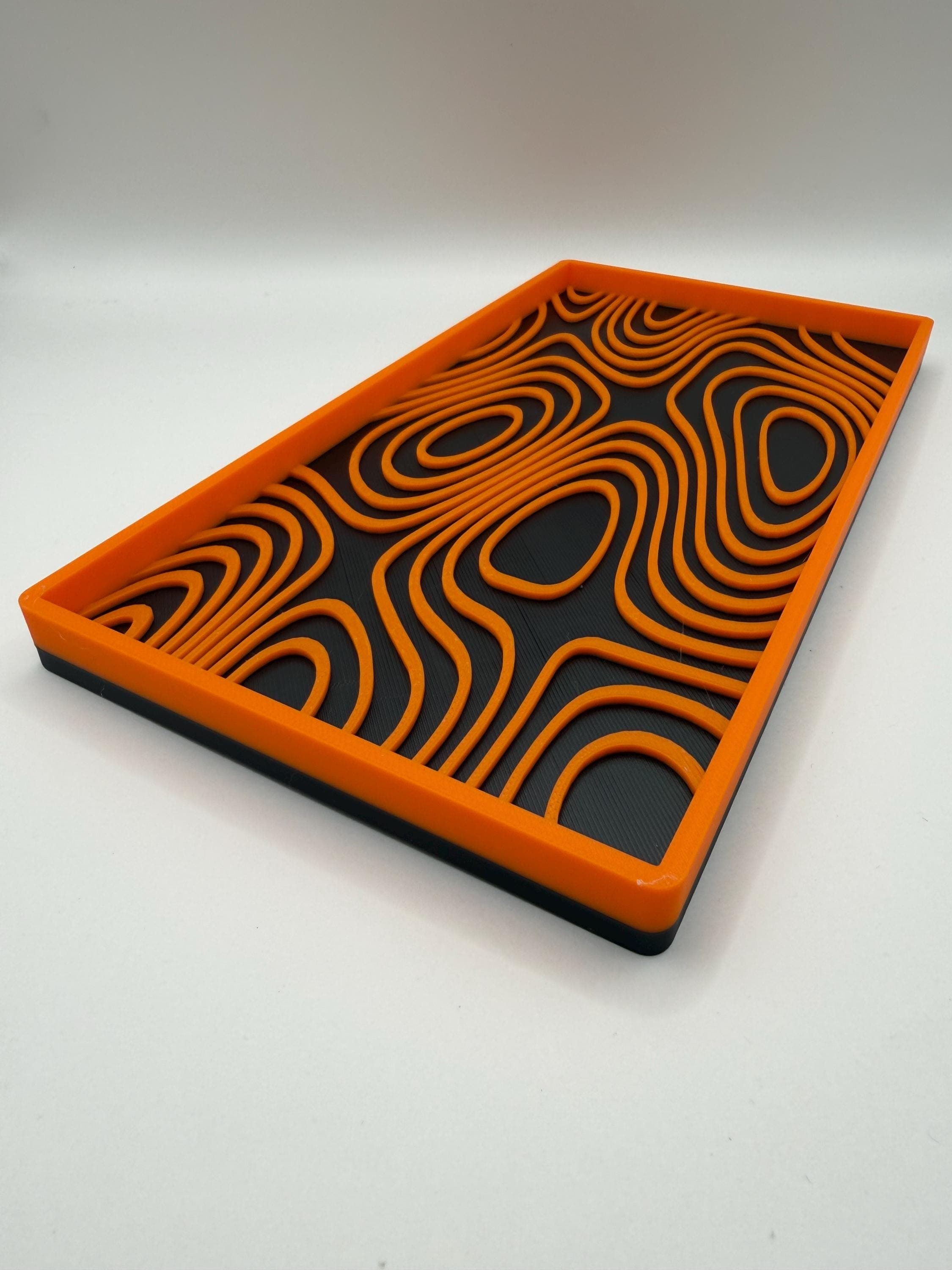 Unique Valet Tray - Modern Desk Catchall - Custom Geometric Design - Nightstand Organizer -  Topographic Accessory Tray - image 3