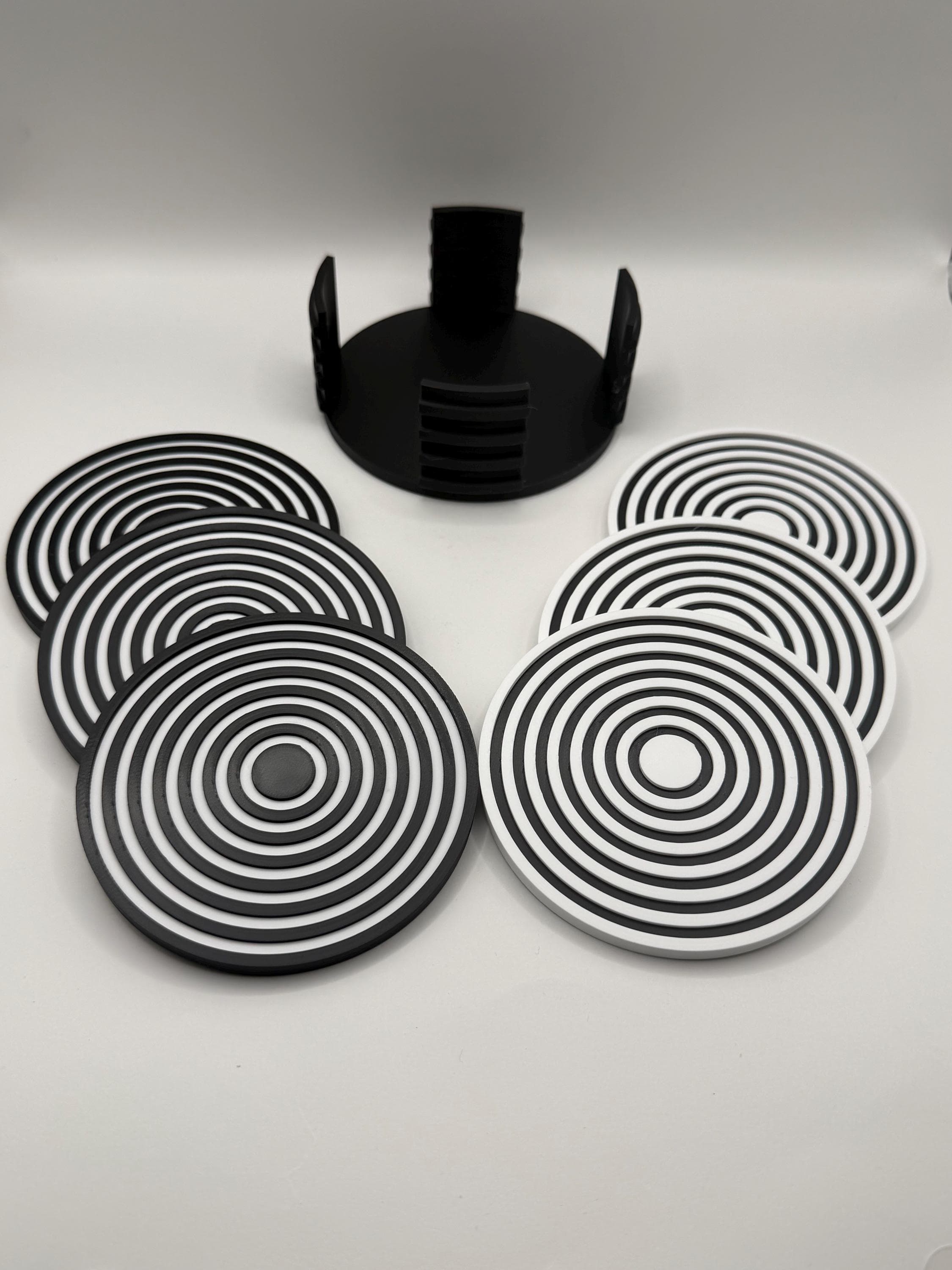 Geometric Coasters 6 pc with Holder | Unique 3D Printed Housewarming Gift | Minimalist Modern Desk Decor | Drinkware Accessory - image 3