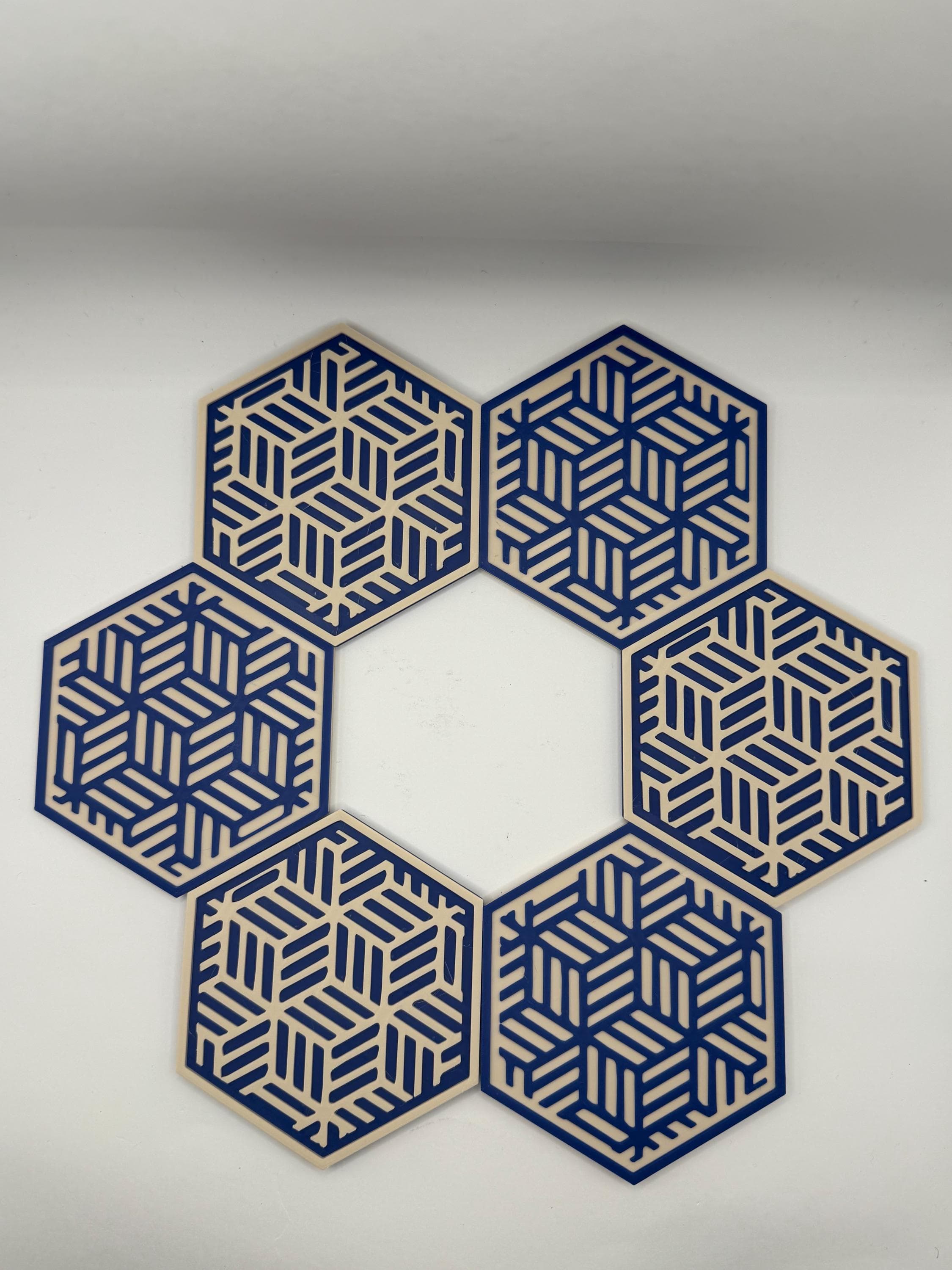 Geometric Hexagon Coaster Set with Holder - 3D Printed Drink Coasters - Modern Table Decor, Housewarming Gift, Office Desk Accessories - image 3