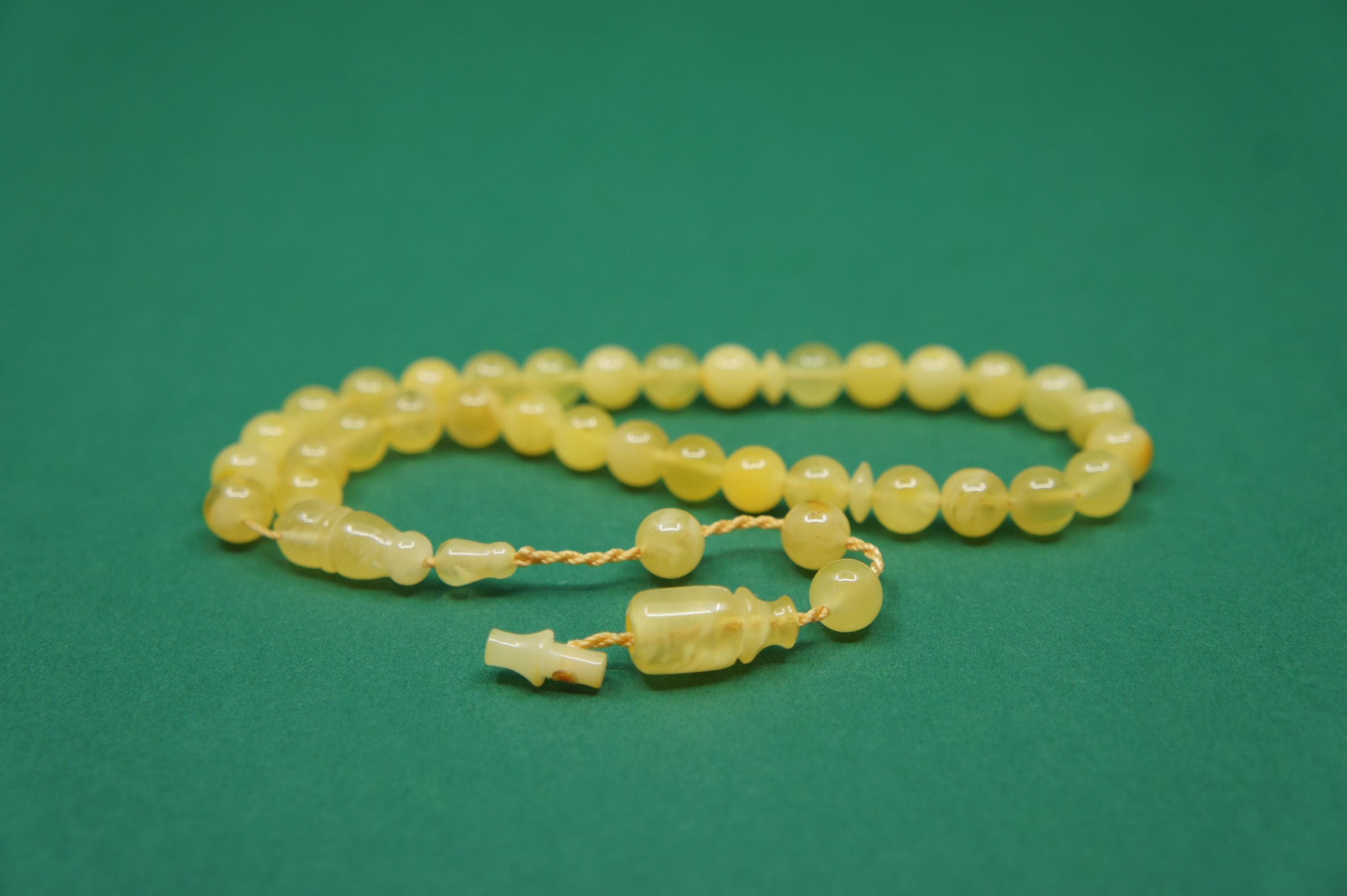 Islamic Natural Baltic Amber Prayer 33 Round Beads, Muslim Tasbih Misbaha, Handmade Rosary #2693 - image 3