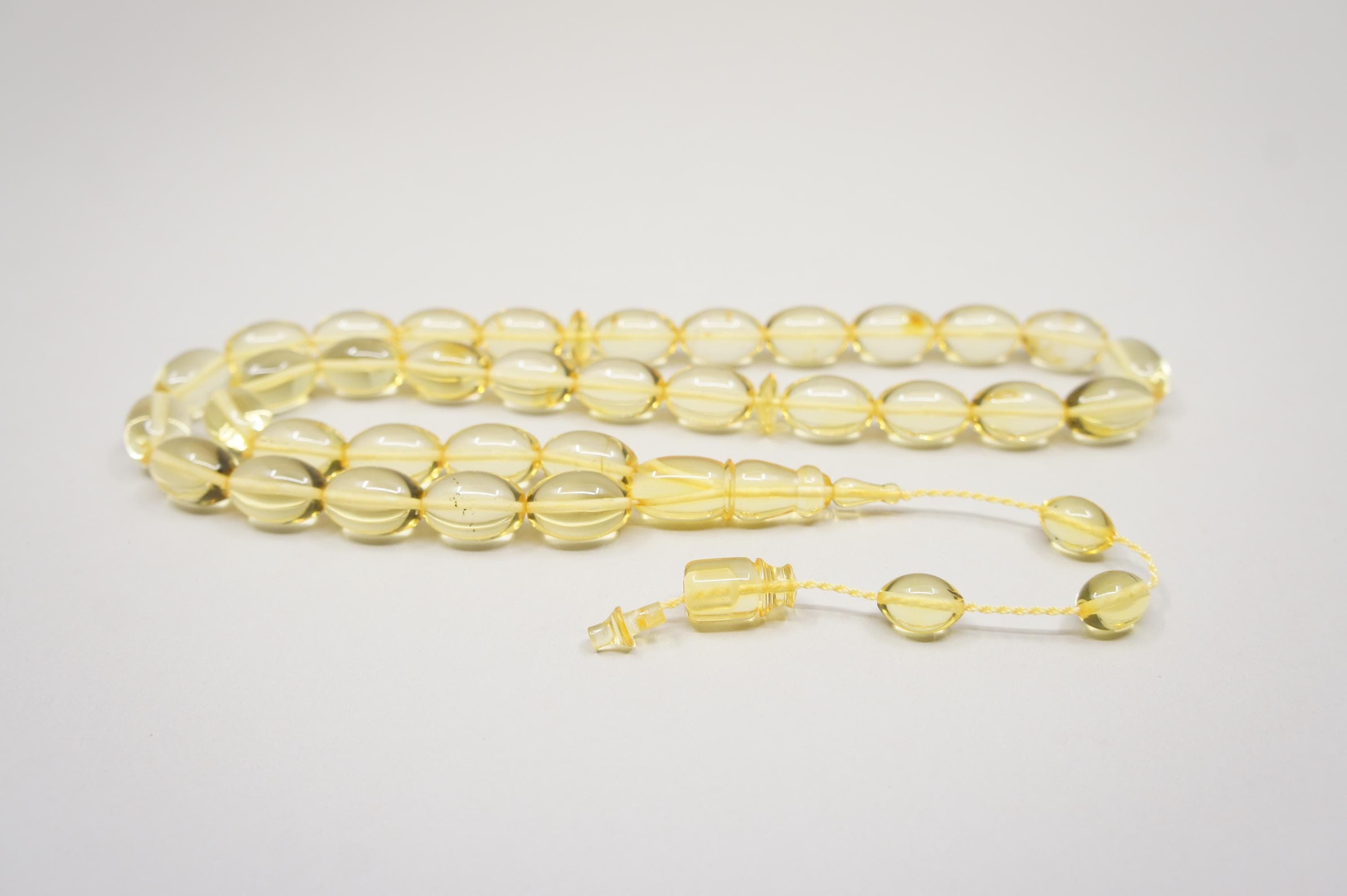 Islamic Baltic Amber Prayer 33 Olive Beads, Muslim Tasbih Misbaha Rosary, Handmade #2237 - image 4