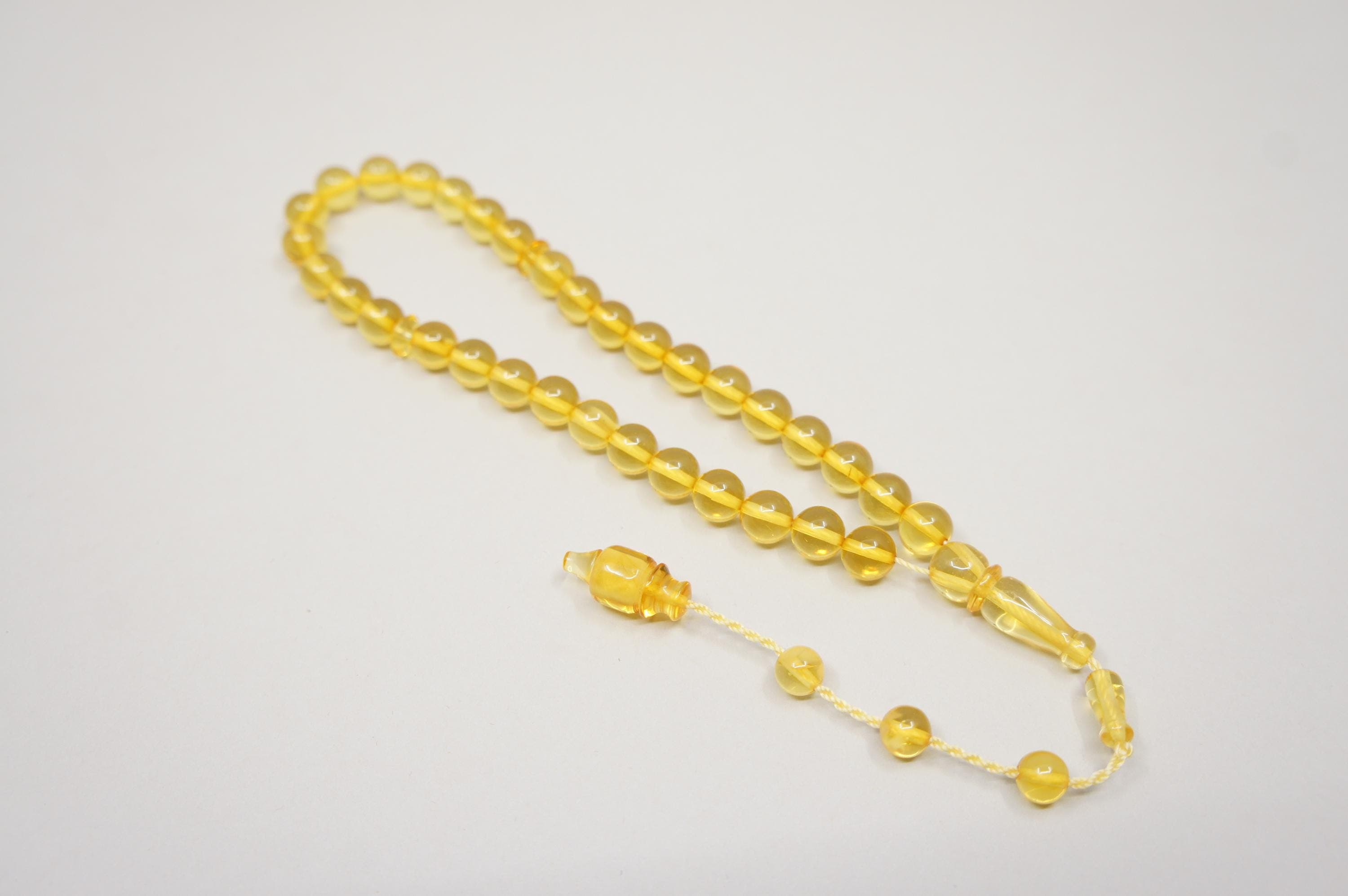 Islamic Natural Baltic Amber Prayer 33 Round Beads, Muslim Tasbih Misbaha, Handmade Rosary #2008 - image 5