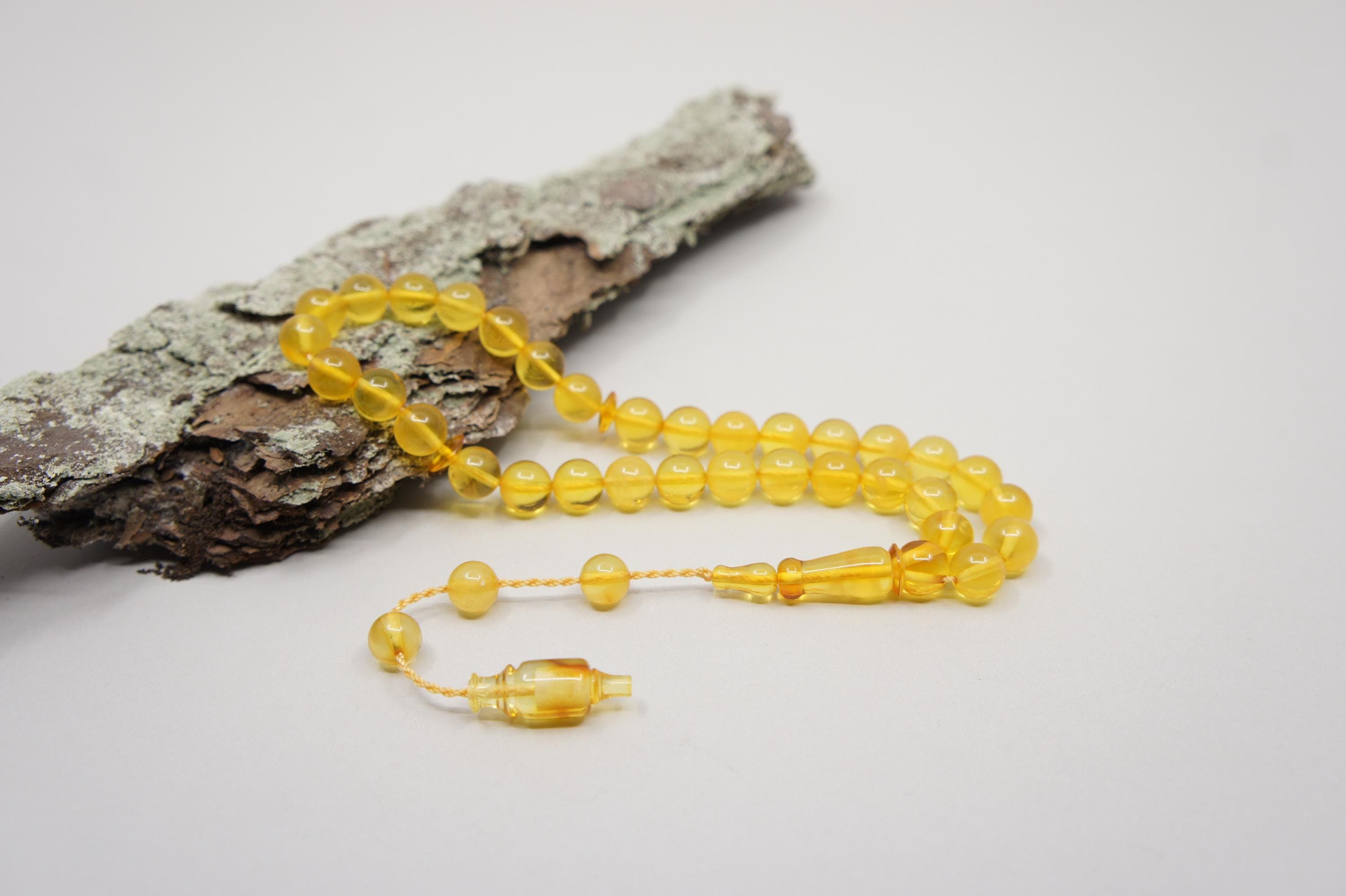 Islamic Natural Baltic Amber Prayer 33 Round Beads. Handmade Muslim Tasbih Misbaha Rosary #2062