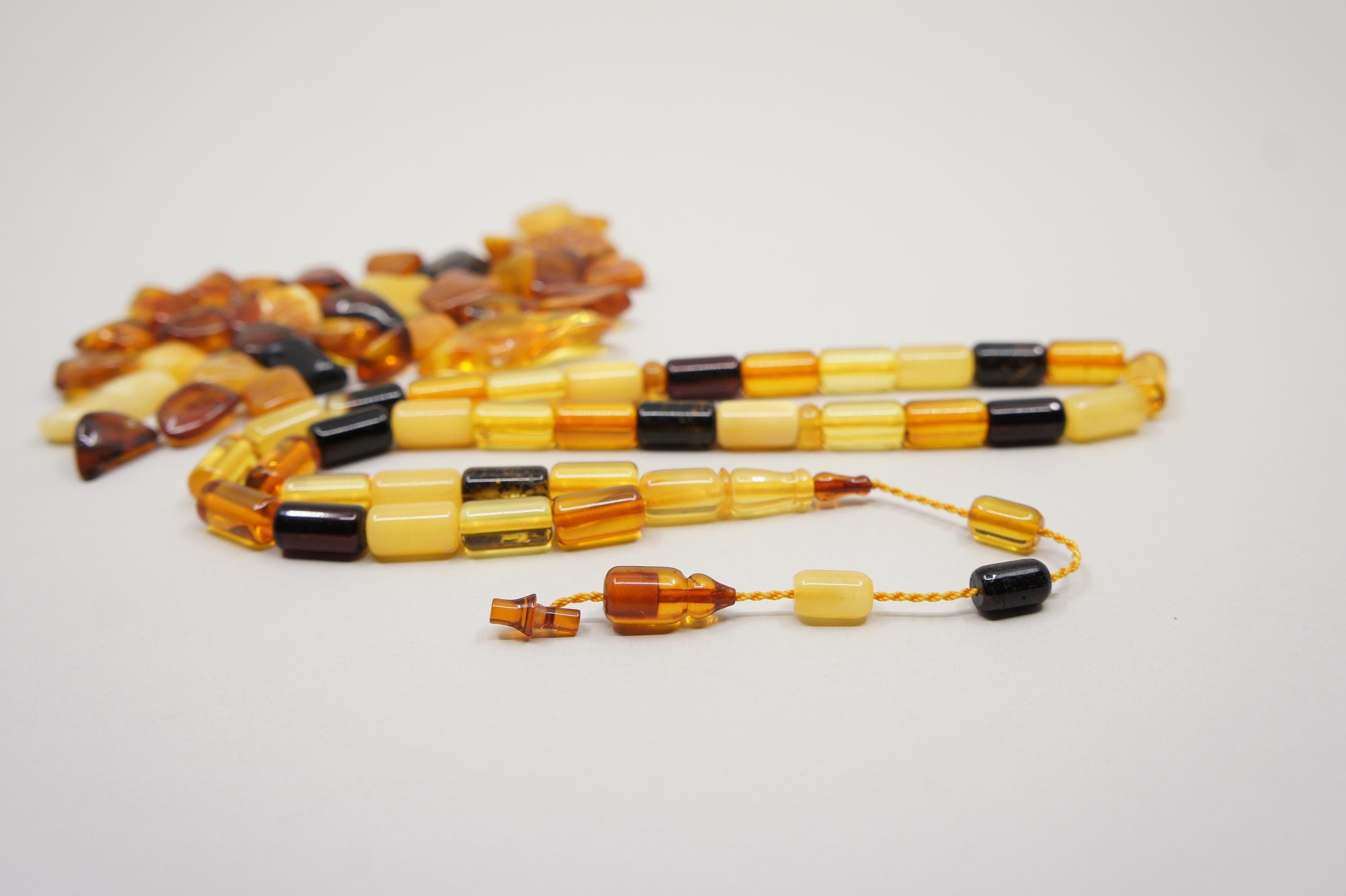 Islamic Baltic Amber Prayer Beads: 33 Capsule Bead, Muslim Tasbih Misbaha, Handmade Rosary #2266 - image 3
