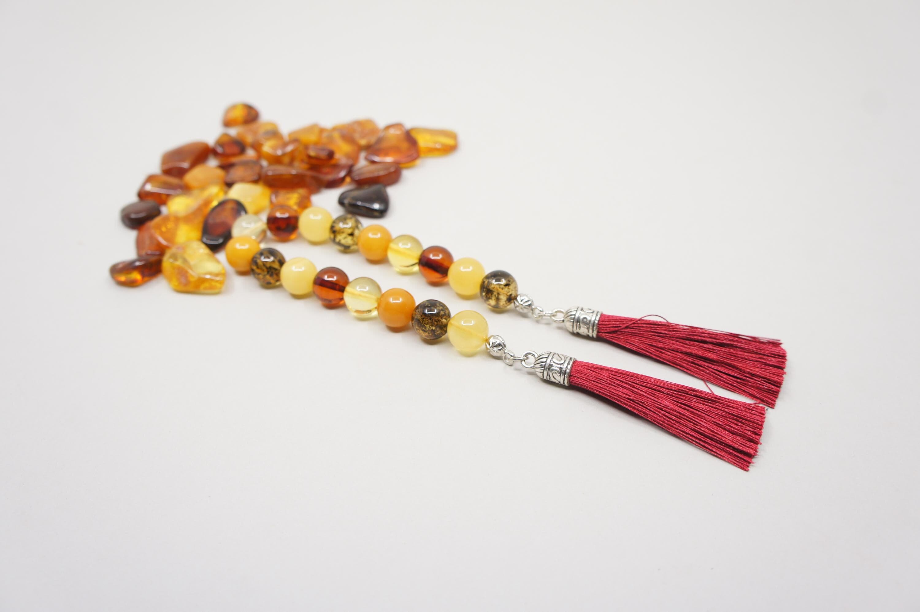 Islamic Natural Baltic Amber Prayer 17 Round Beads, Muslim Tasbih, Misbaha, Zaza Model #2170 - image 5