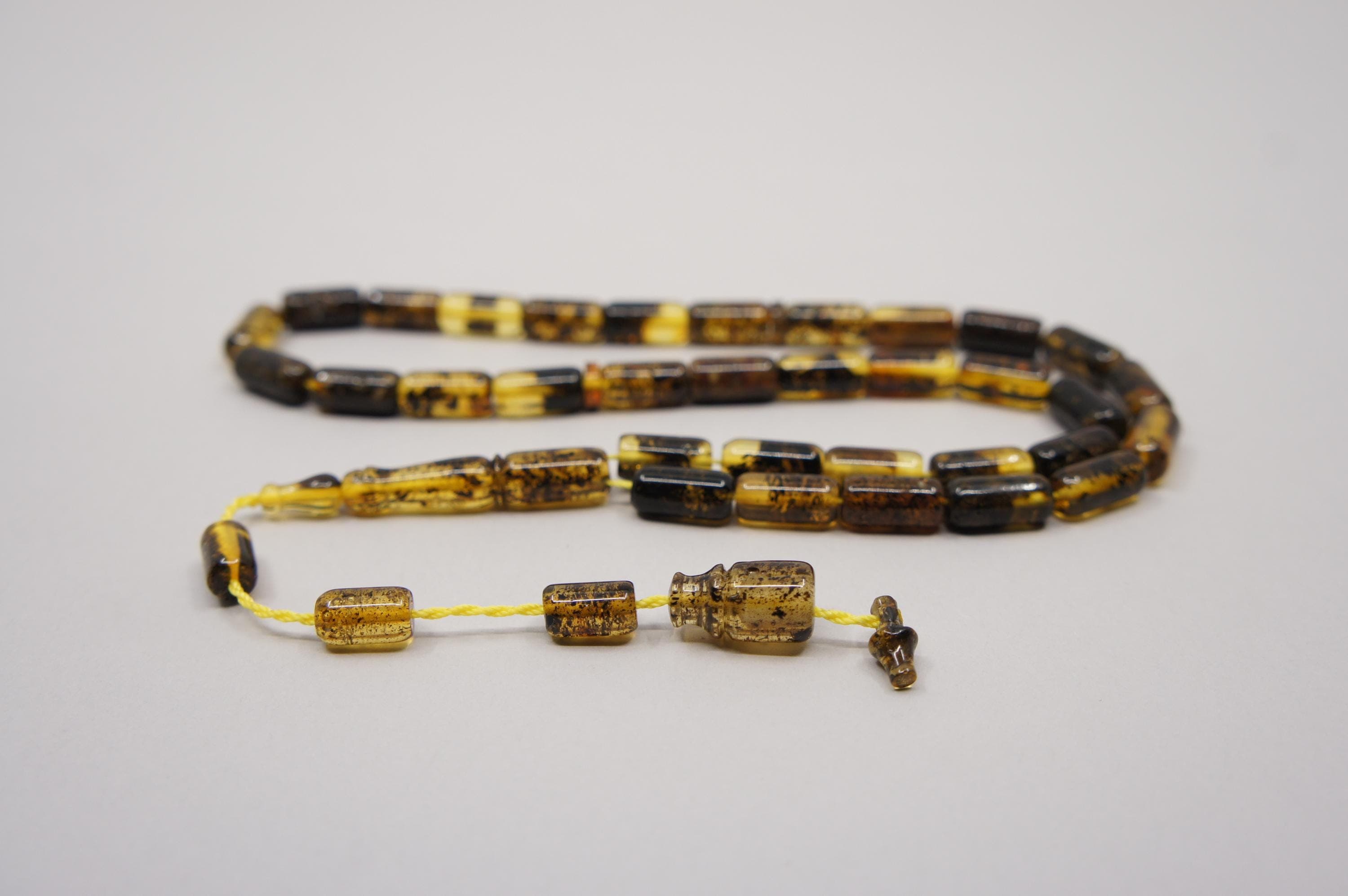 Islamic Baltic Amber Prayer 33 Inclusion Capsule Beads, Muslim Tasbih Misbaha Rosary, Handmade #2590 - image 3