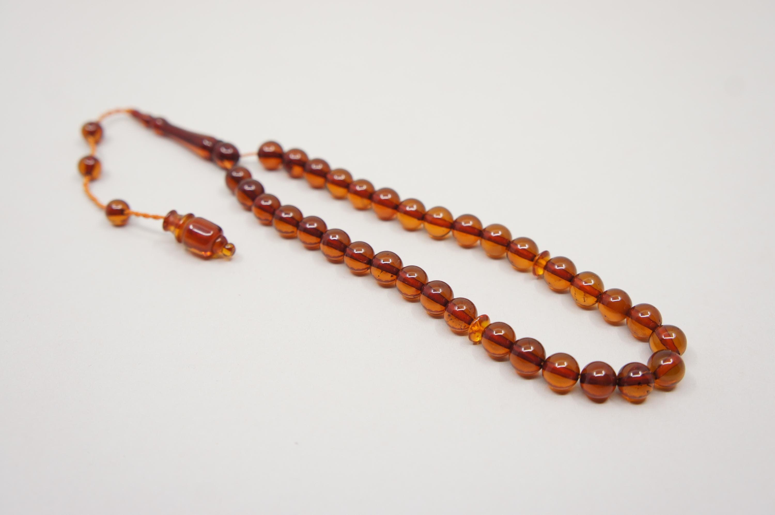 Islamic Natural Baltic Amber Prayer 33 Round Beads, Muslim Tasbih Misbaha, Handmade #2121 - image 5