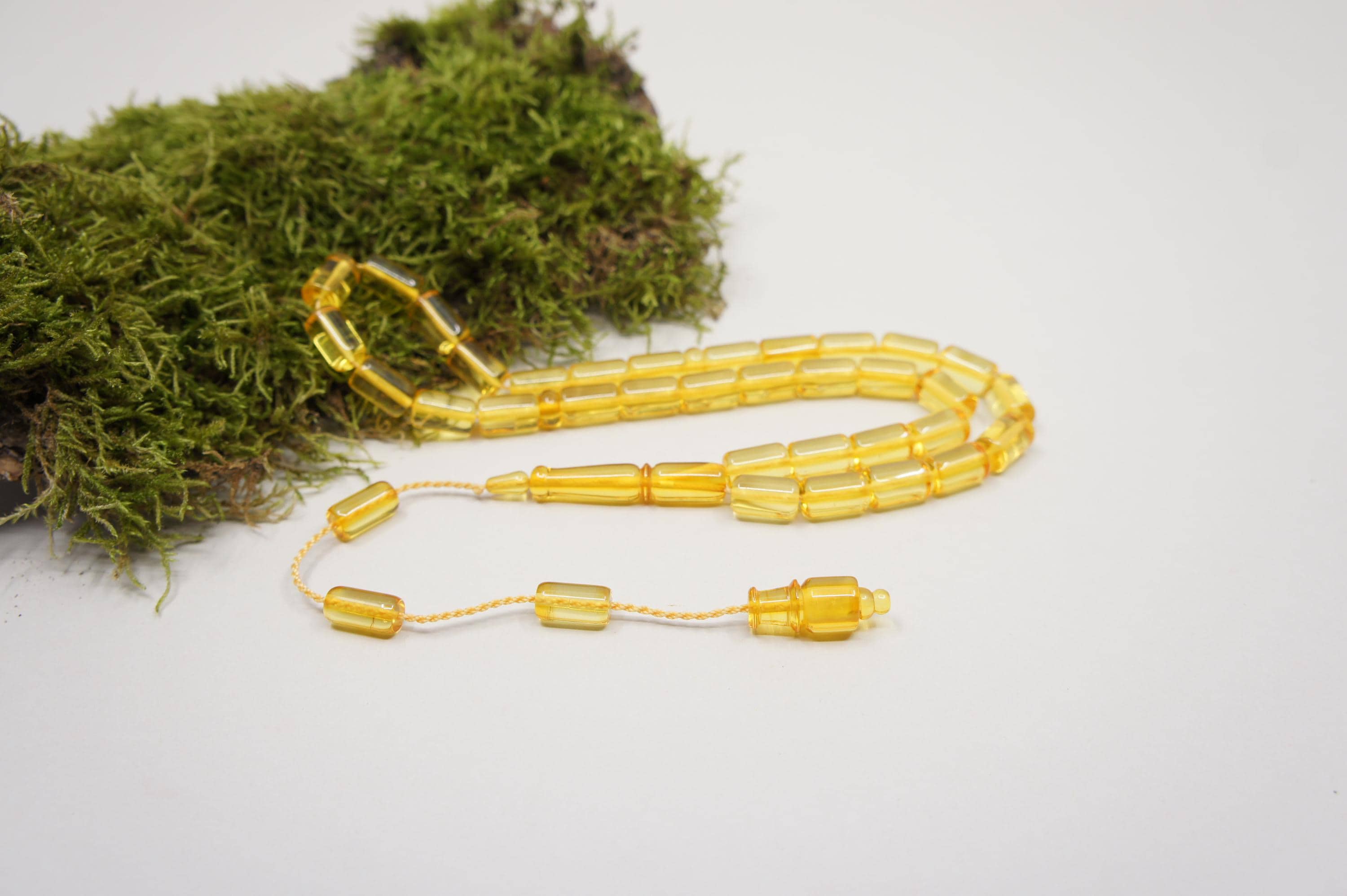Islamic Baltic Amber Prayer 33 Capsule Beads: Handmade Muslim Tasbih Misbaha Rosary #2208