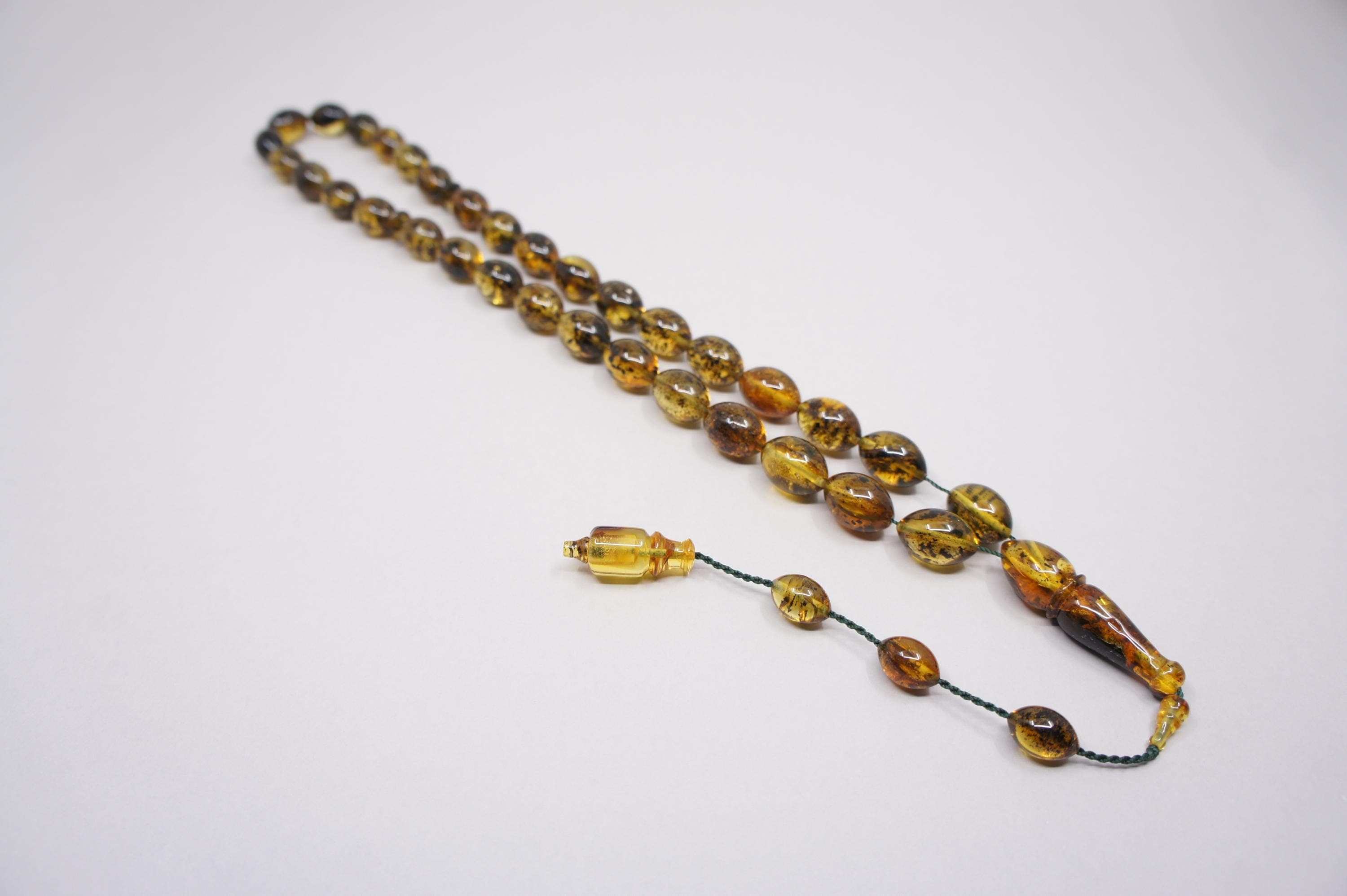 Islamic Baltic Amber Prayer 33 Olive Beads, Muslim Tasbih Misbaha, Handmade Rosary #2309 - image 5