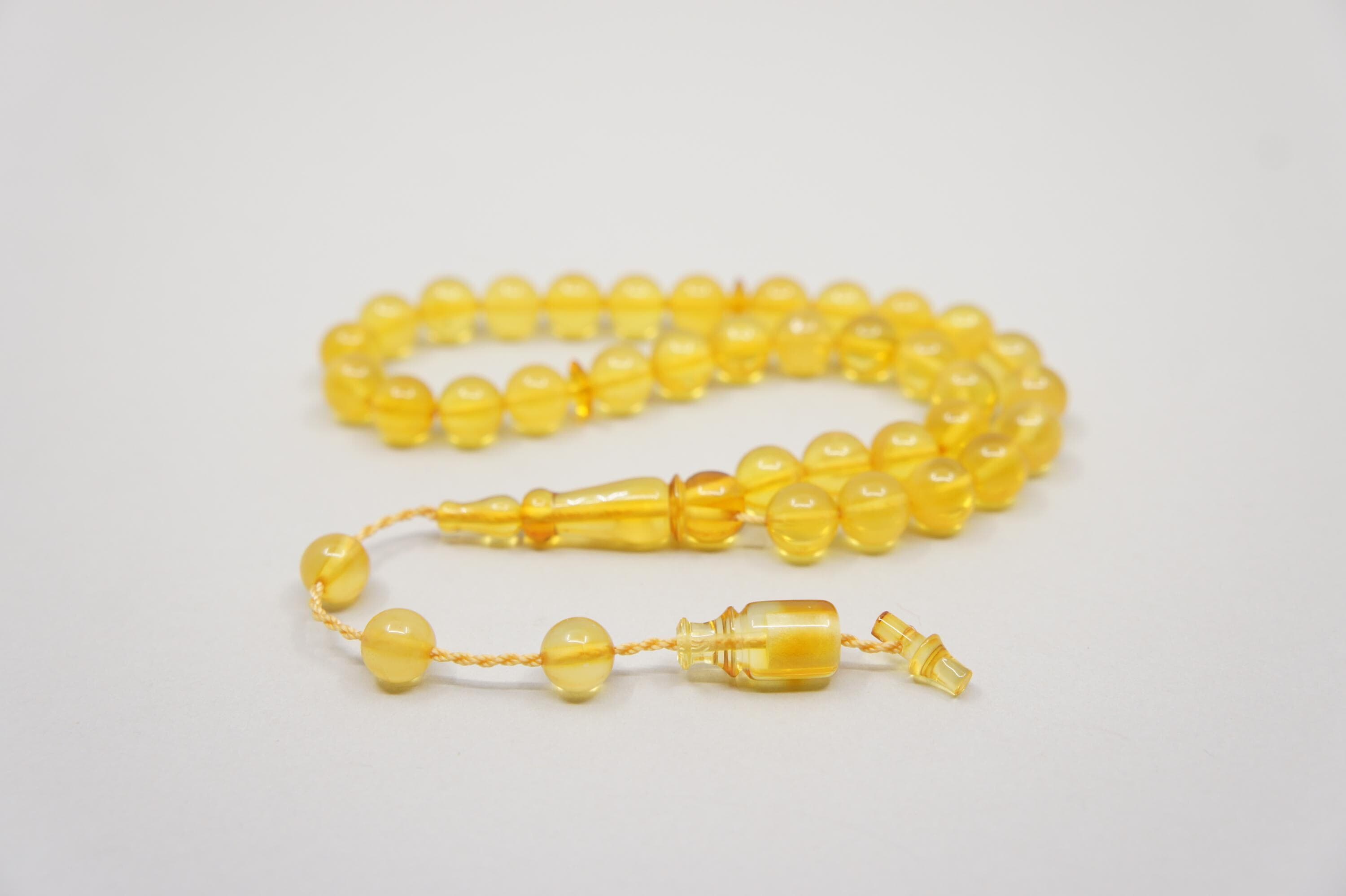 Islamic Natural Baltic Amber Prayer 33 Round Beads. Handmade Muslim Tasbih Misbaha Rosary #2062 - image 3