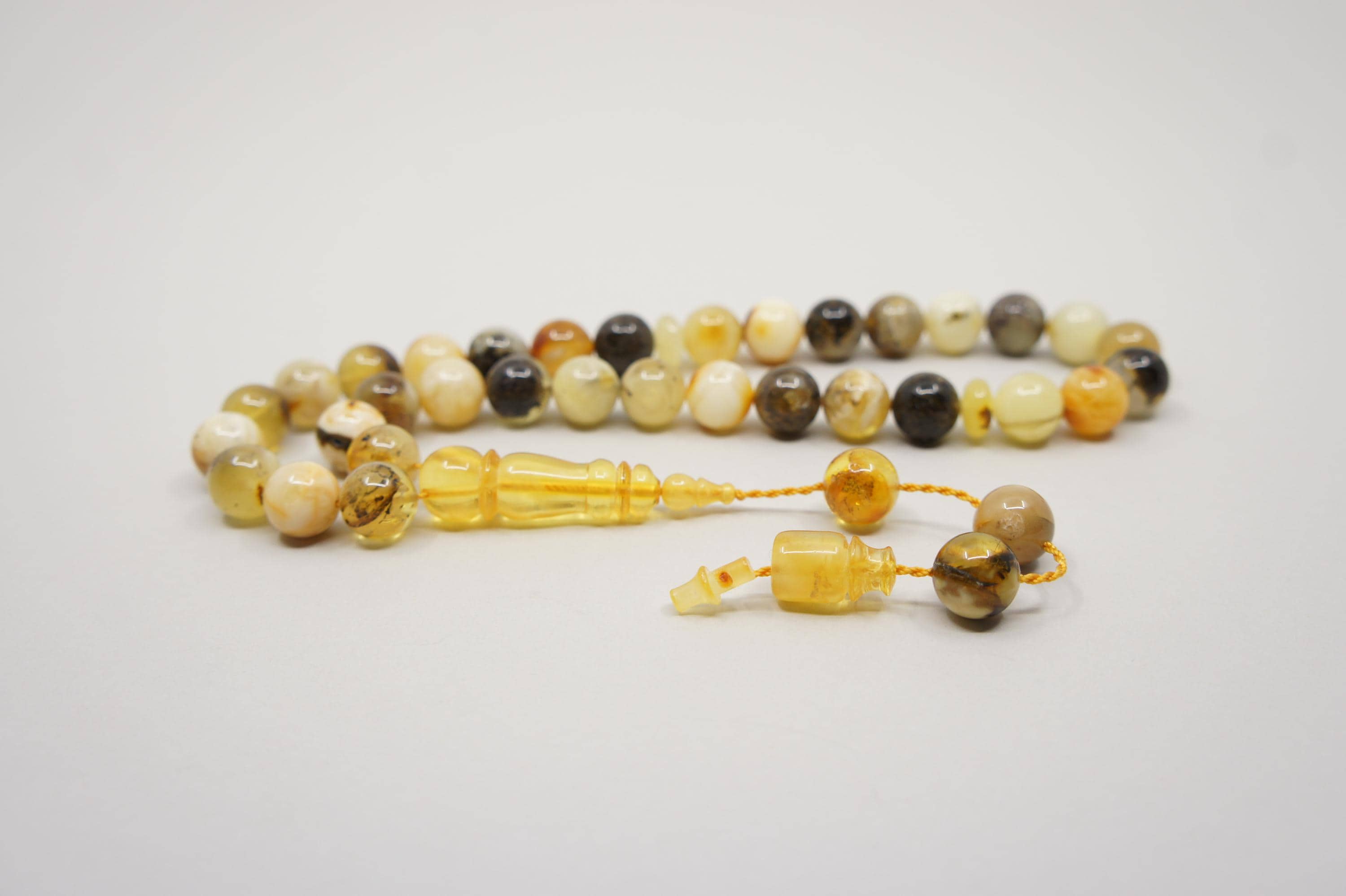 Islamic natural Amber Prayer 33 Round Beads,  Muslim Tasbih Misbaha, Handmade Rosary #1746 - image 3