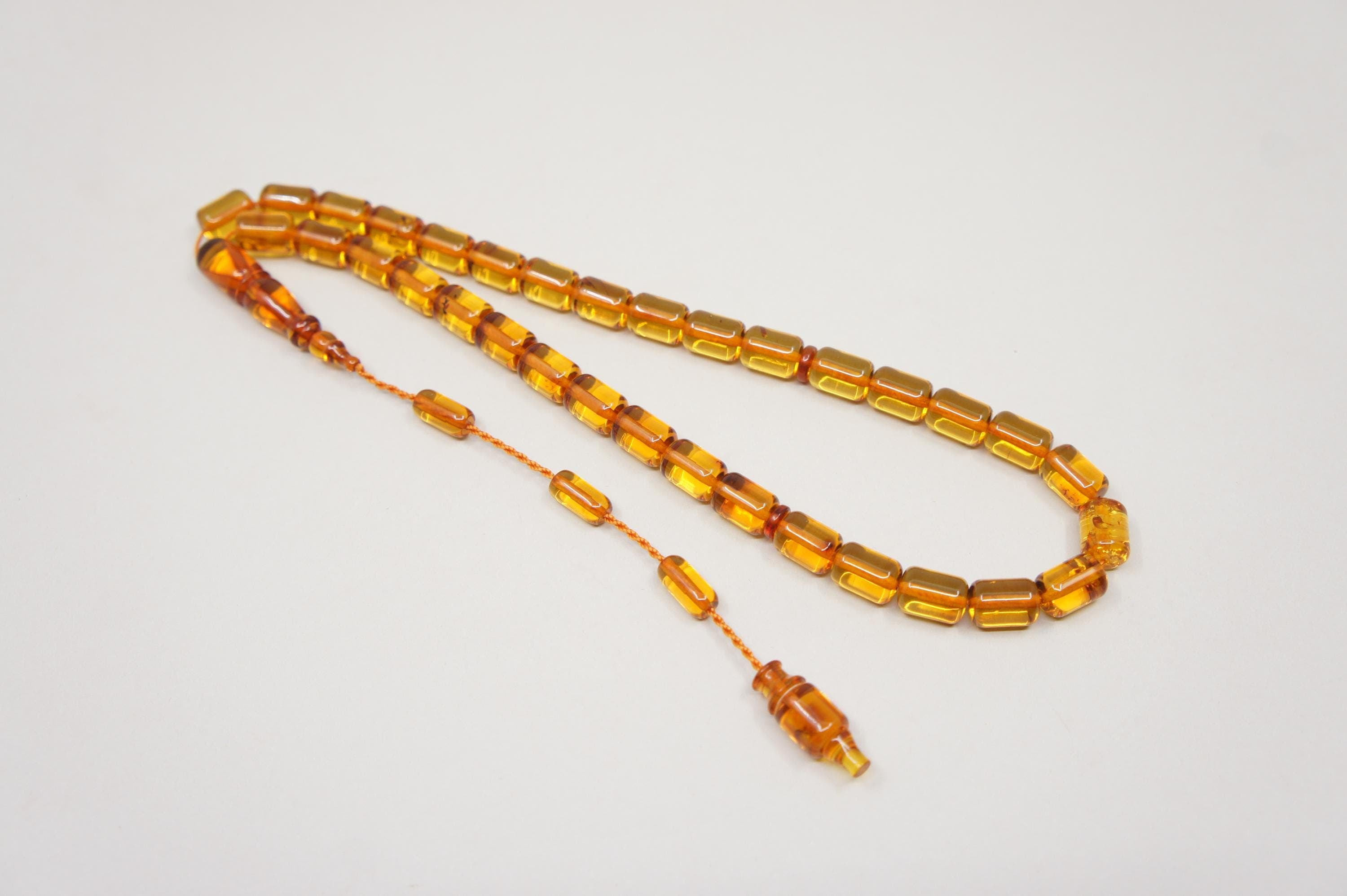 Baltic Amber Islamic Prayer 33 Capsule Beads, Handmade Muslim Tasbih Misbaha Rosary #2279 - image 5