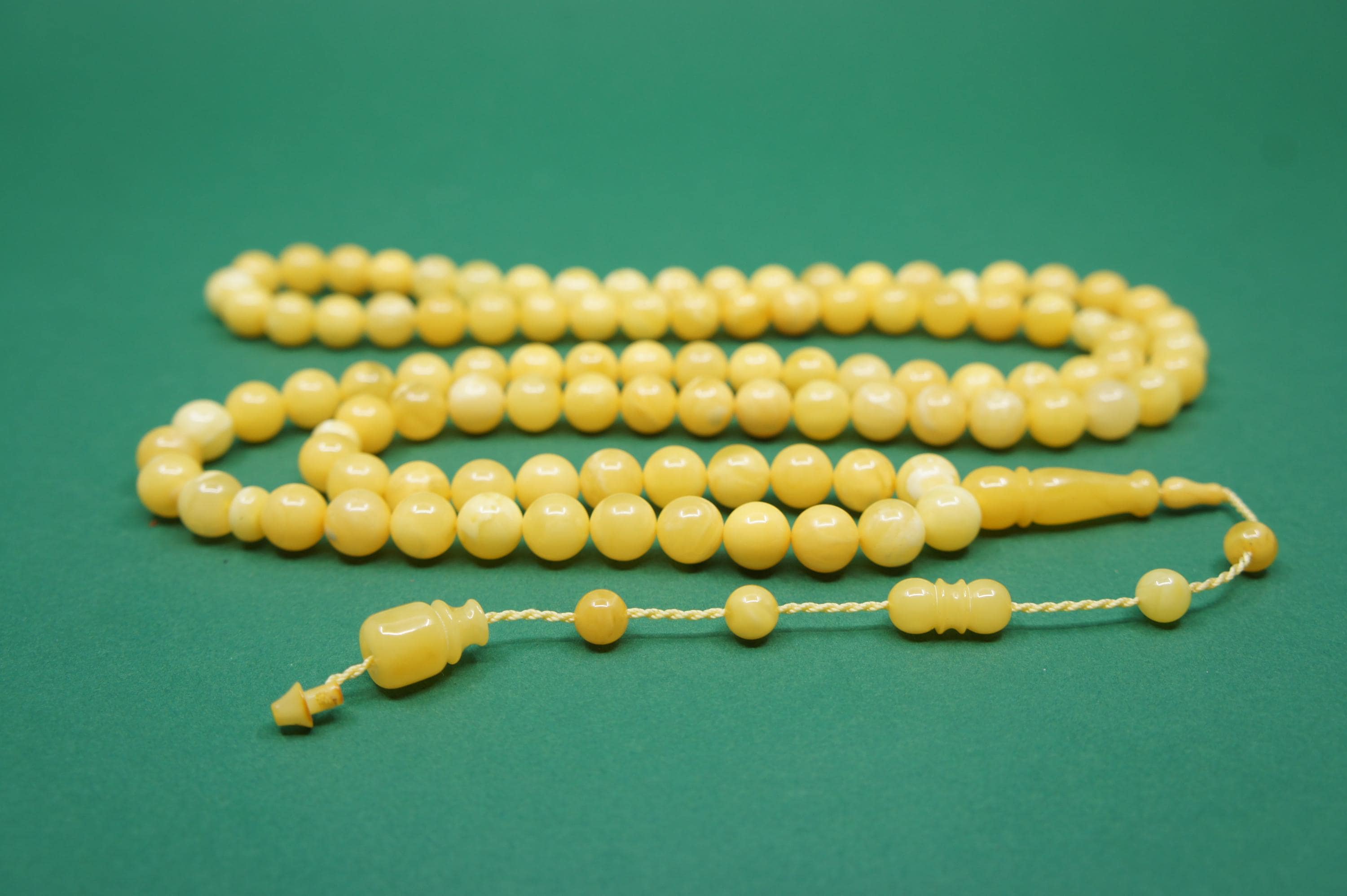 Islamic Natural Baltic Amber Prayer 99 Round Beads, Muslim Tasbih Misbaha, Handmade Rosary #2991 - image 3