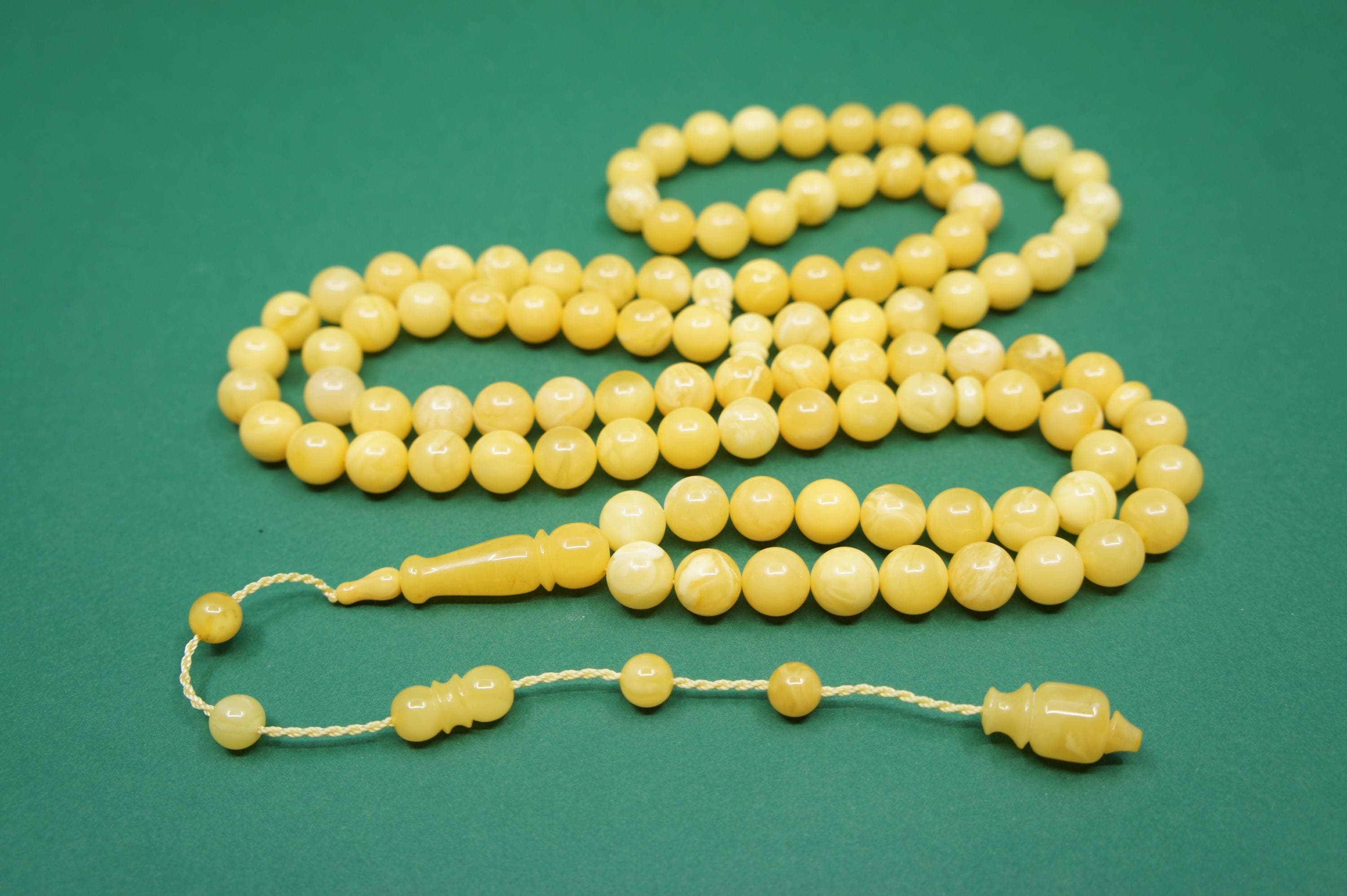 Islamic Natural Baltic Amber Prayer 99 Round Beads, Muslim Tasbih Misbaha, Handmade Rosary #2991 - image 5
