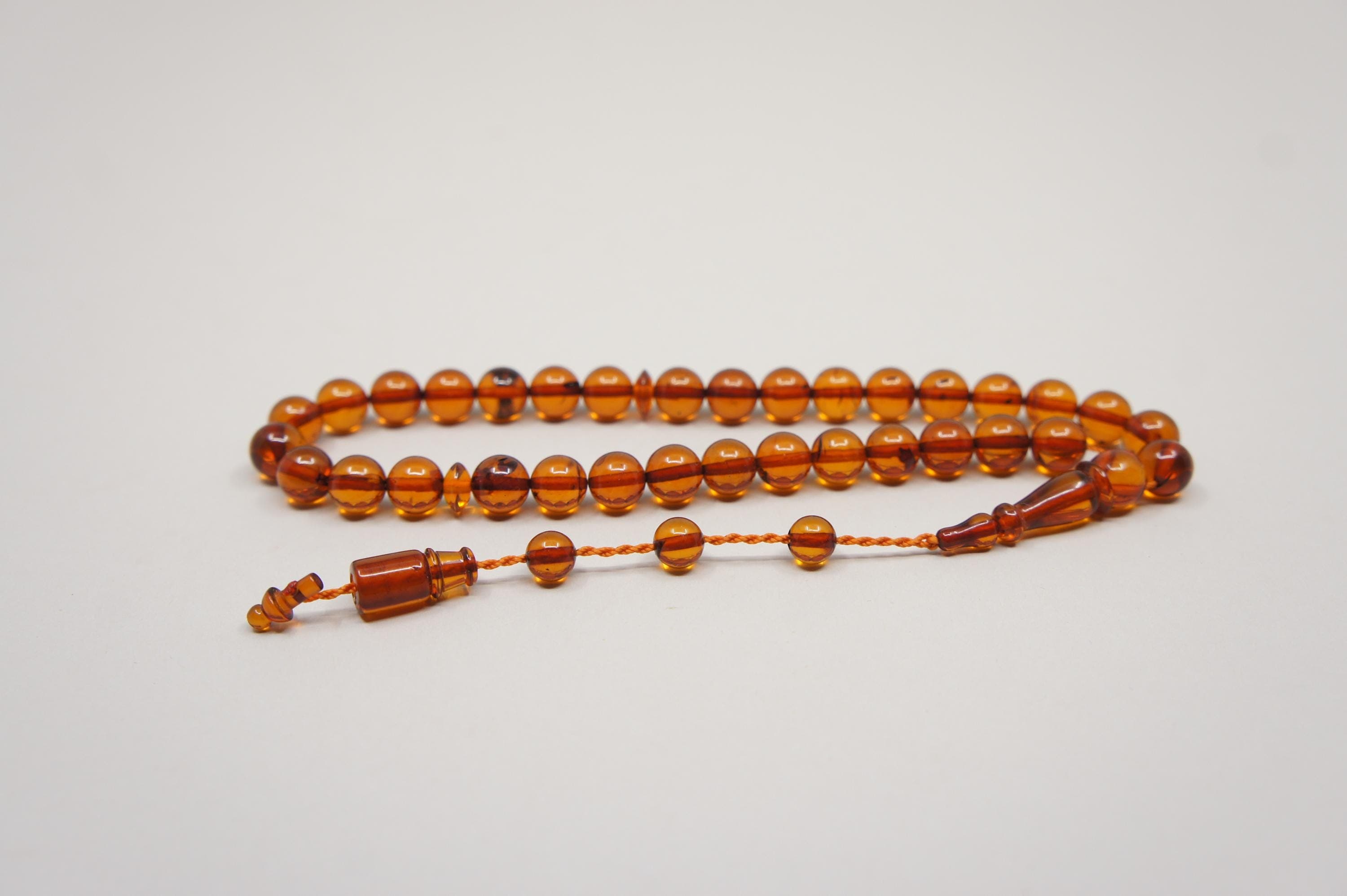 Islamic Natural Baltic Amber Prayer 33 Round Beads, Muslim Tasbih Misbaha, Handmade Rosary #2181 - image 3