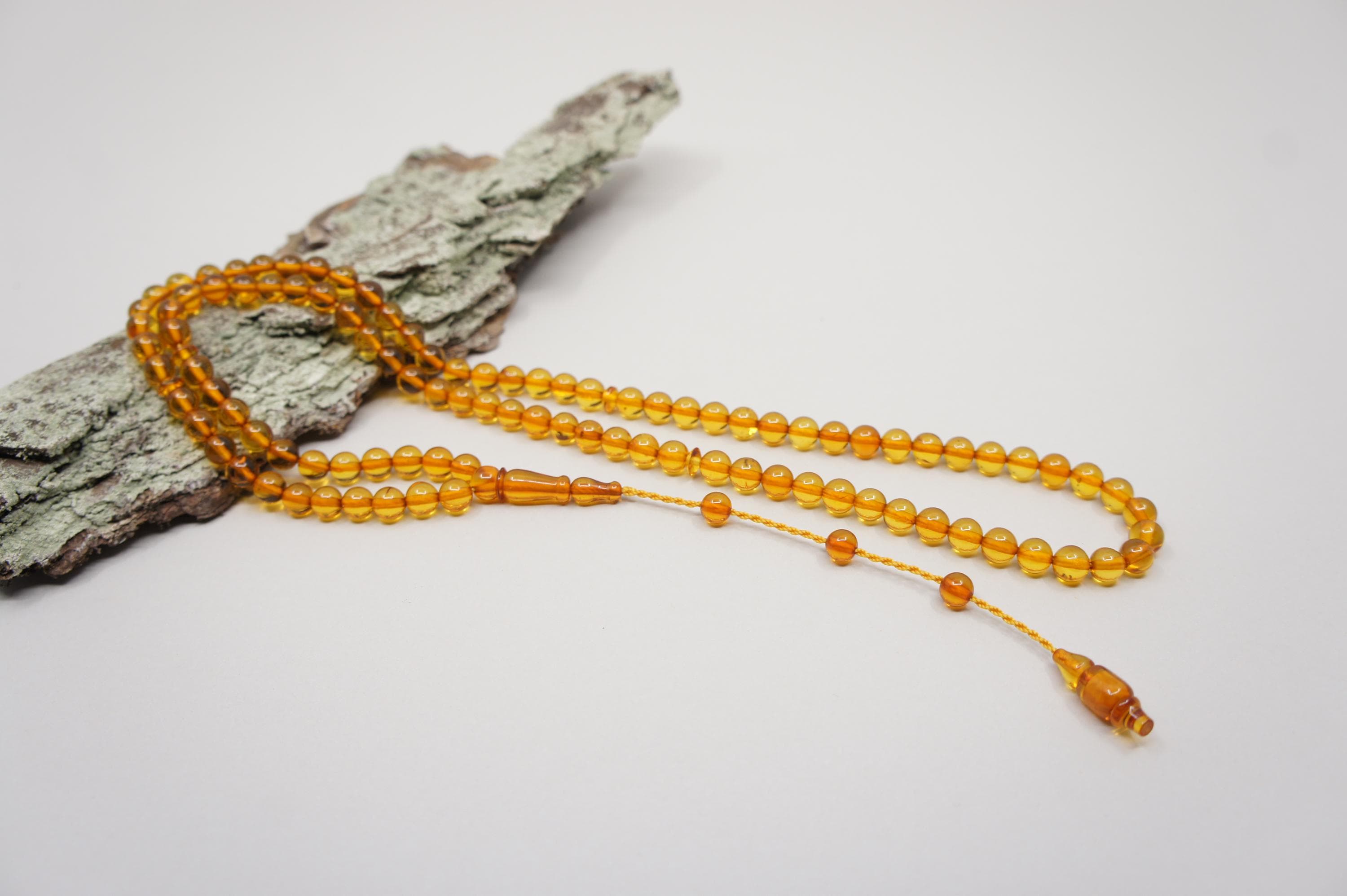 Islamic Natural Baltic Amber Prayer 99 Round Beads, Handmade Muslim Tasbih Misbaha Rosary #2376 - image 3
