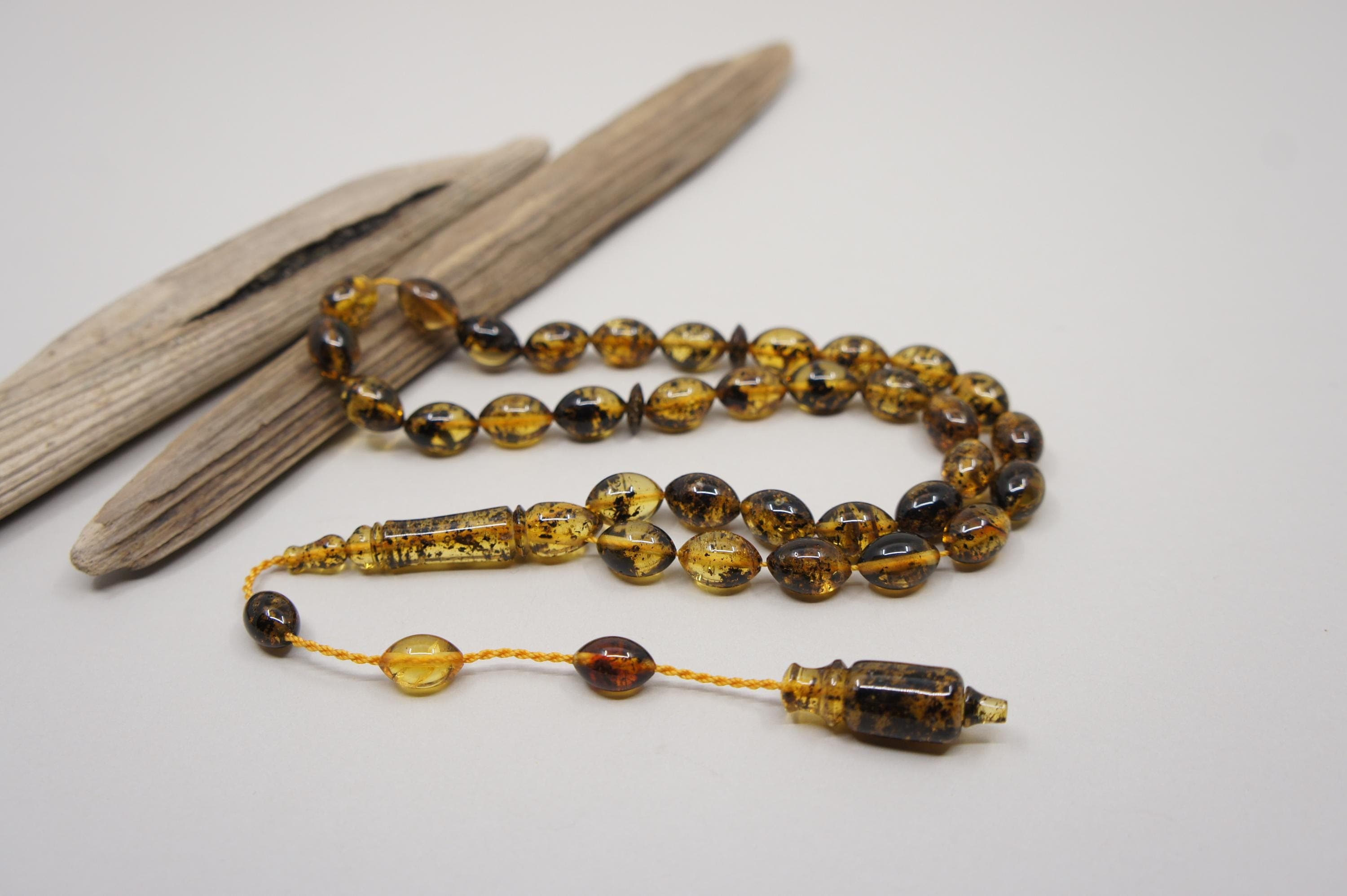 Islamic Natural Baltic Amber Prayer 33 0live Beads, Muslim Tasbih Misbaha Rosary, Handmade #2738