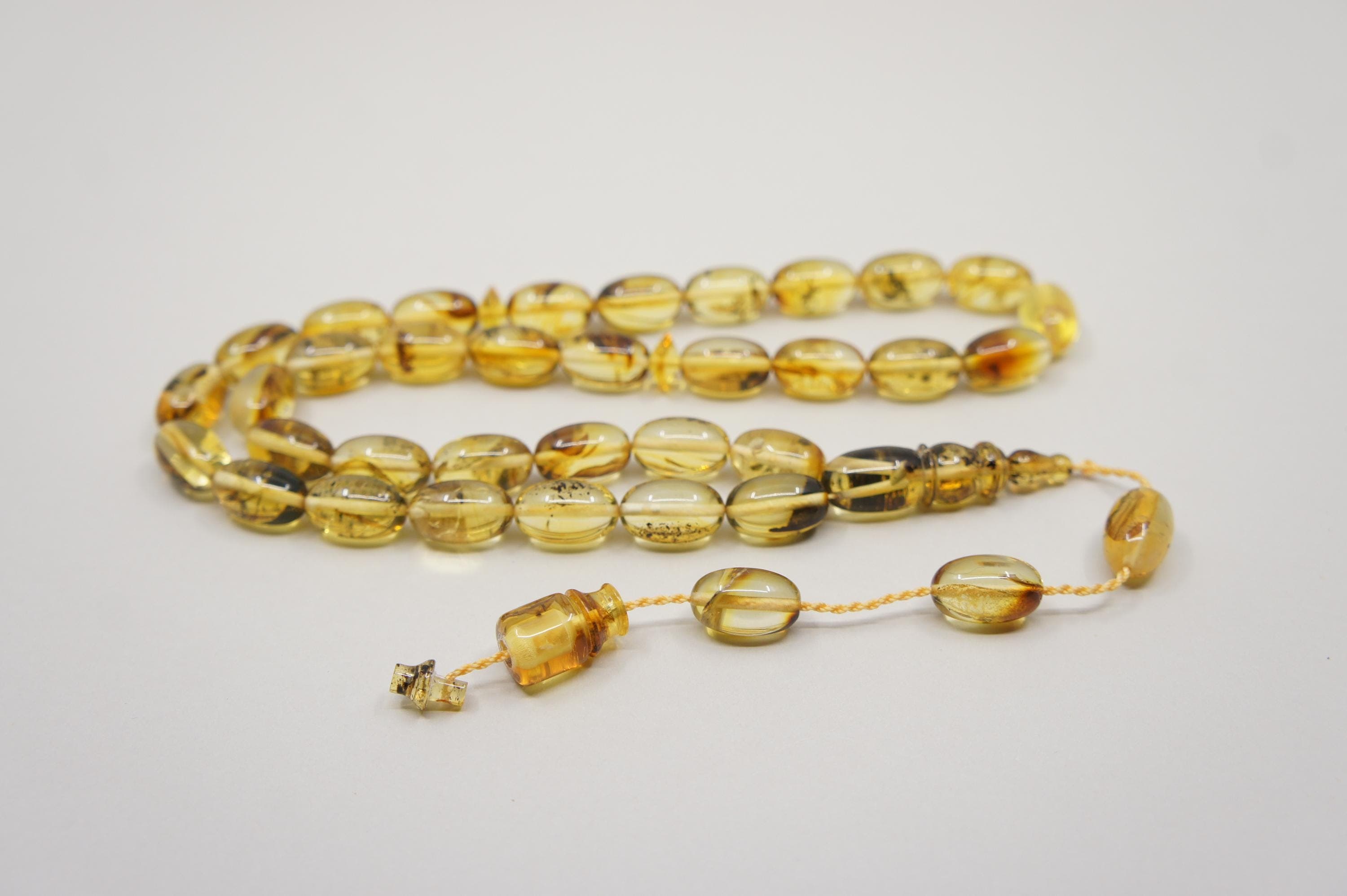 Islamic Natural Baltic Amber Prayer 33 Olive Beads, Muslim Tasbih Misbaha, Handmade Rosary #2343 - image 3
