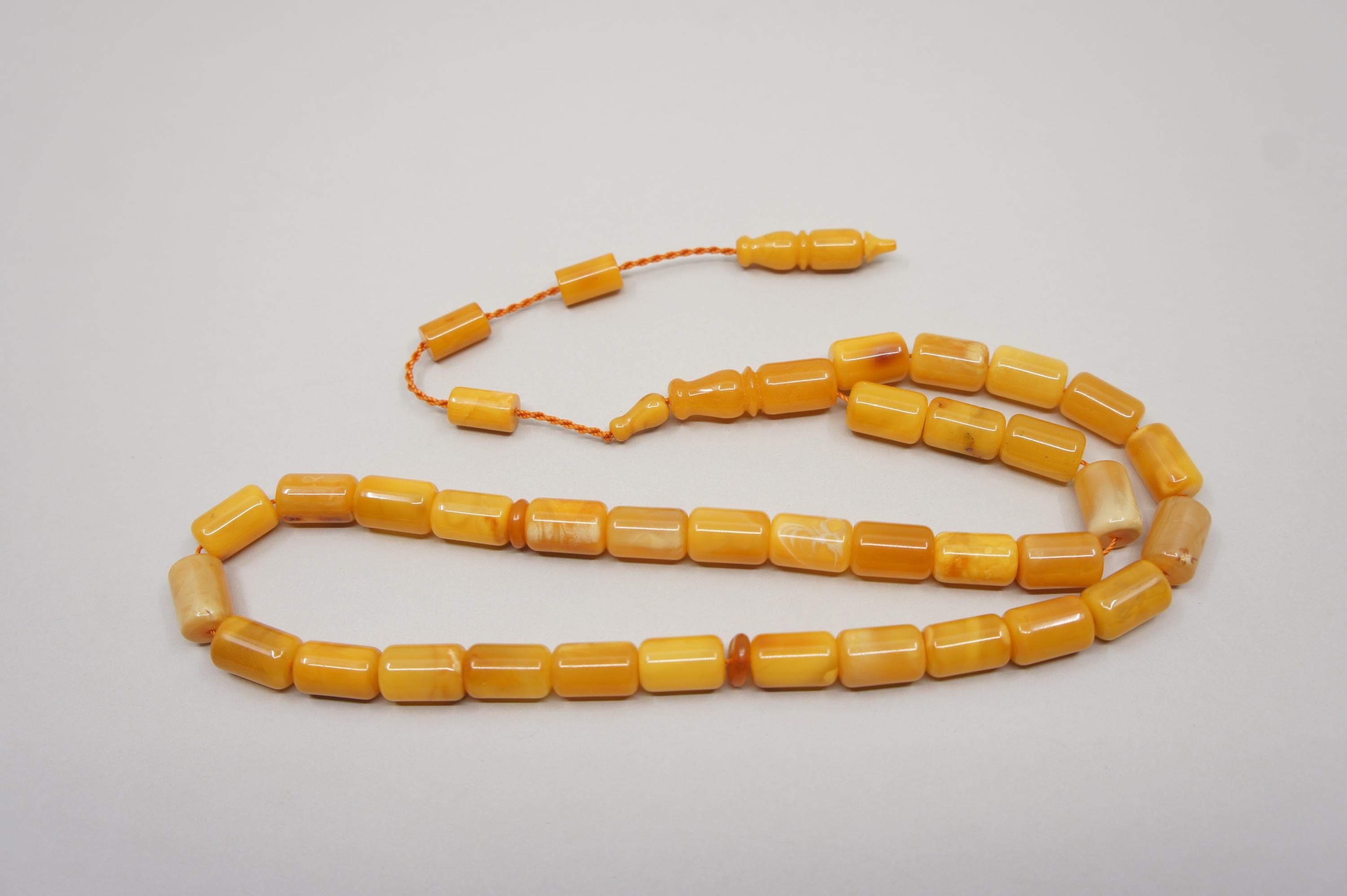 Islamic Natural Baltic Amber Prayer 33 Capsule Beads: Handmade Muslim Tasbih Misbaha Rosary #2391 - image 5
