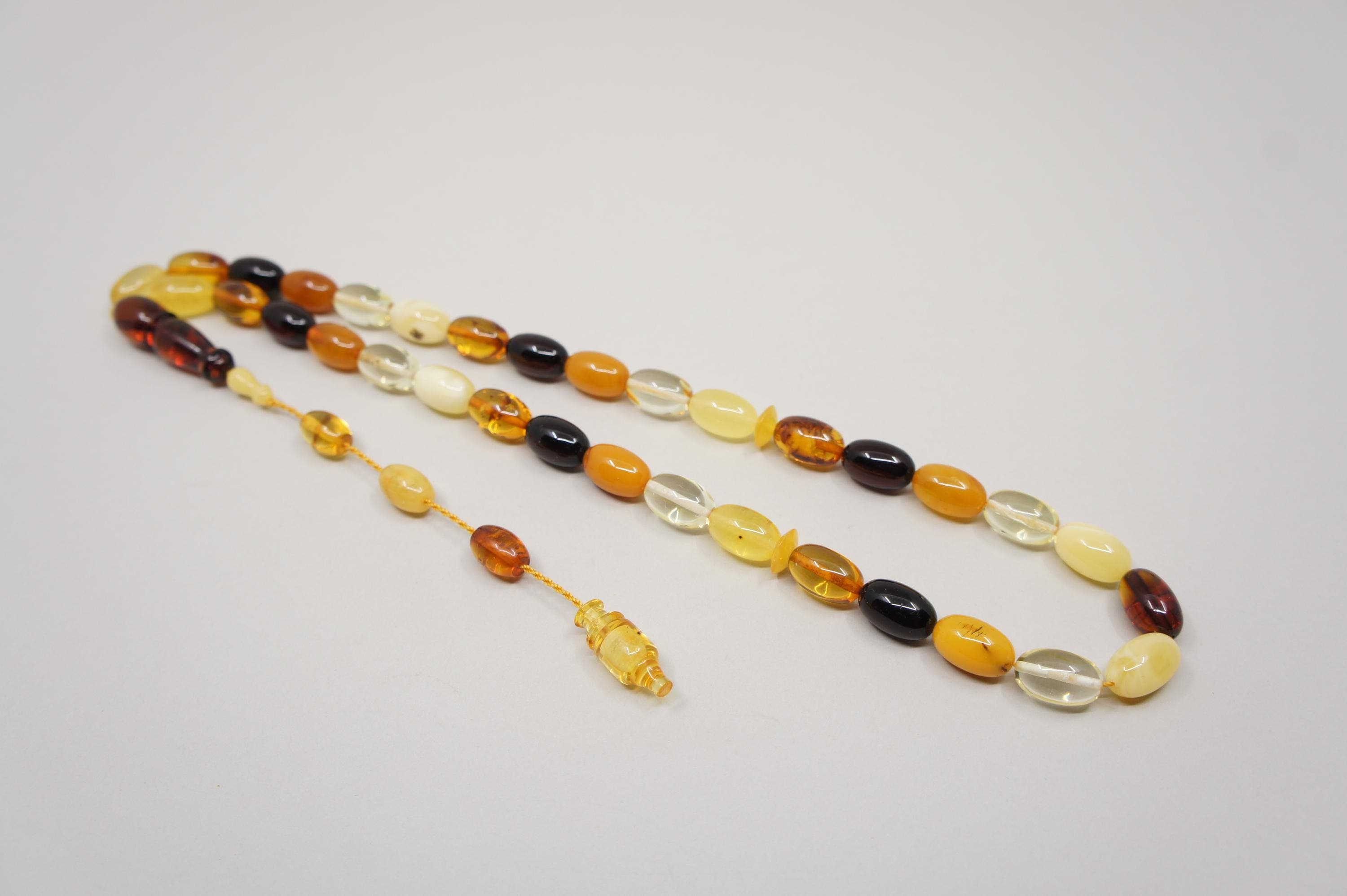 Natural Baltic Amber Islamic Prayer 33 Olive Beads, Muslim Tasbih Misbaha, Handmade Rosary #1785 - image 5