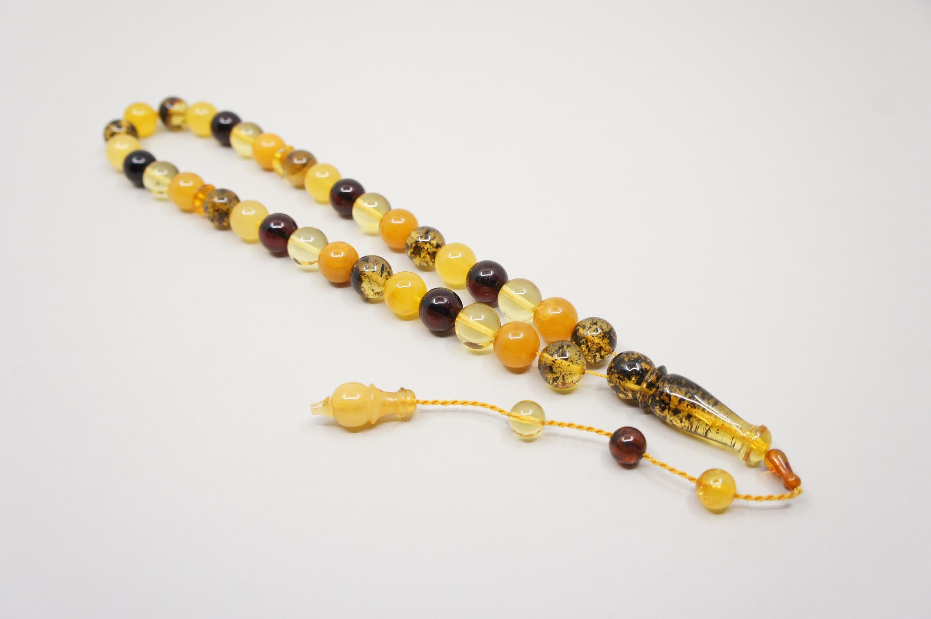 Islamic Baltic Amber Prayer 33 Round Beads,  Muslim Tasbih Misbaha, Handmade Rosary #2242 - image 4