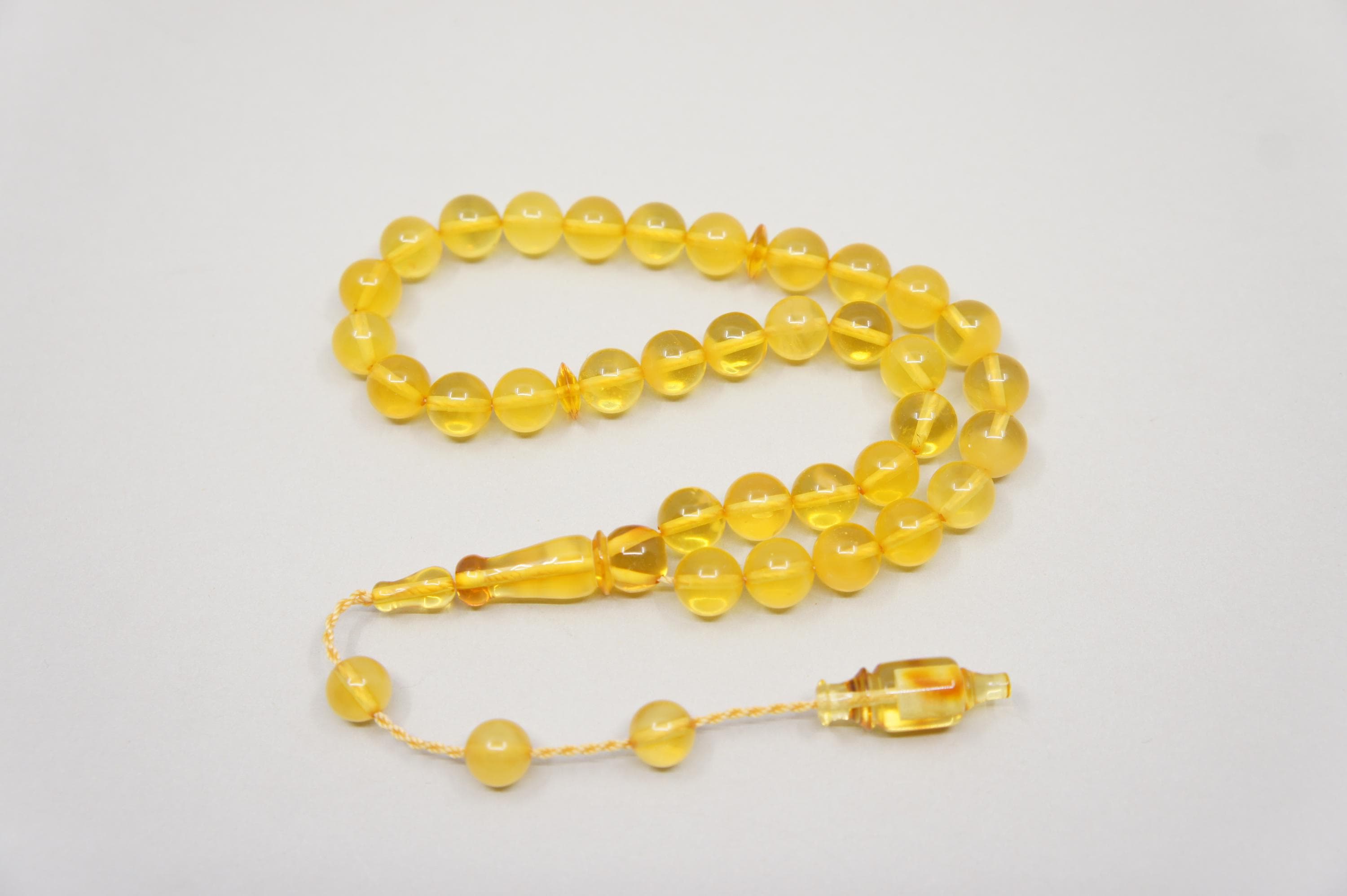 Islamic Natural Baltic Amber Prayer 33 Round Beads. Handmade Muslim Tasbih Misbaha Rosary #2062 - image 5