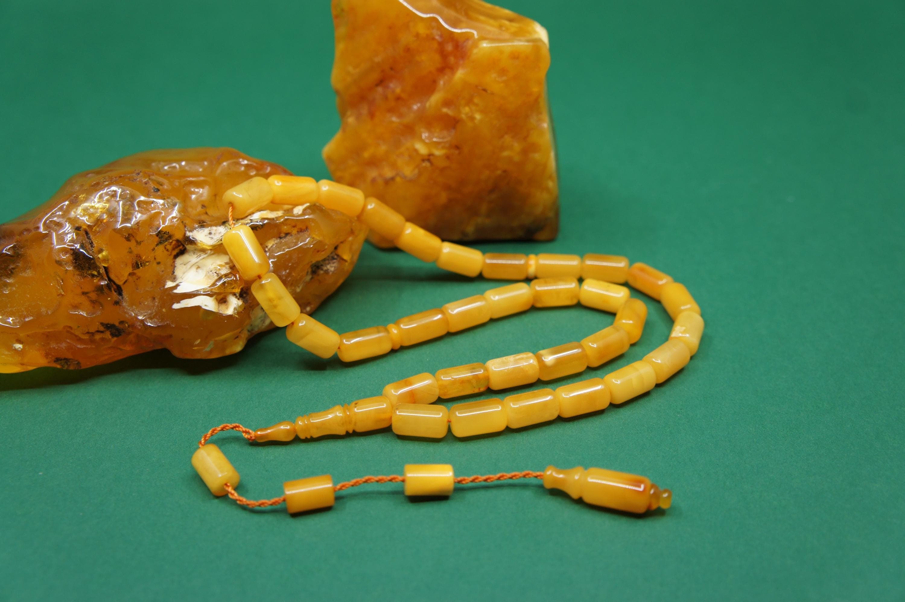 Natural Baltic Amber Islamic Prayer 33 Capsule Beads, Handmade, Muslim Misbaha Rosary #2043