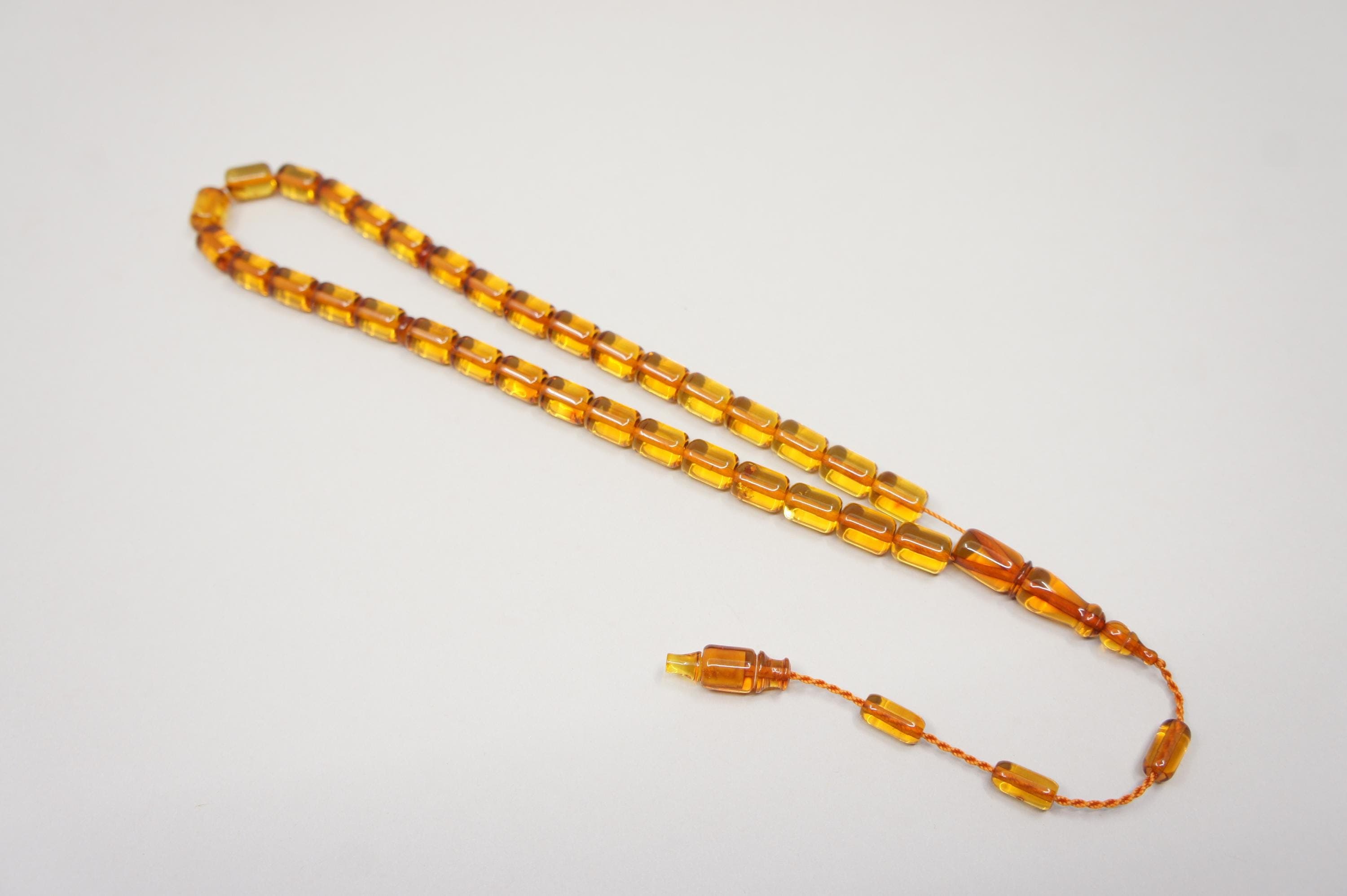 Baltic Amber Islamic Prayer 33 Capsule Beads, Handmade Muslim Tasbih Misbaha Rosary #2279 - image 4