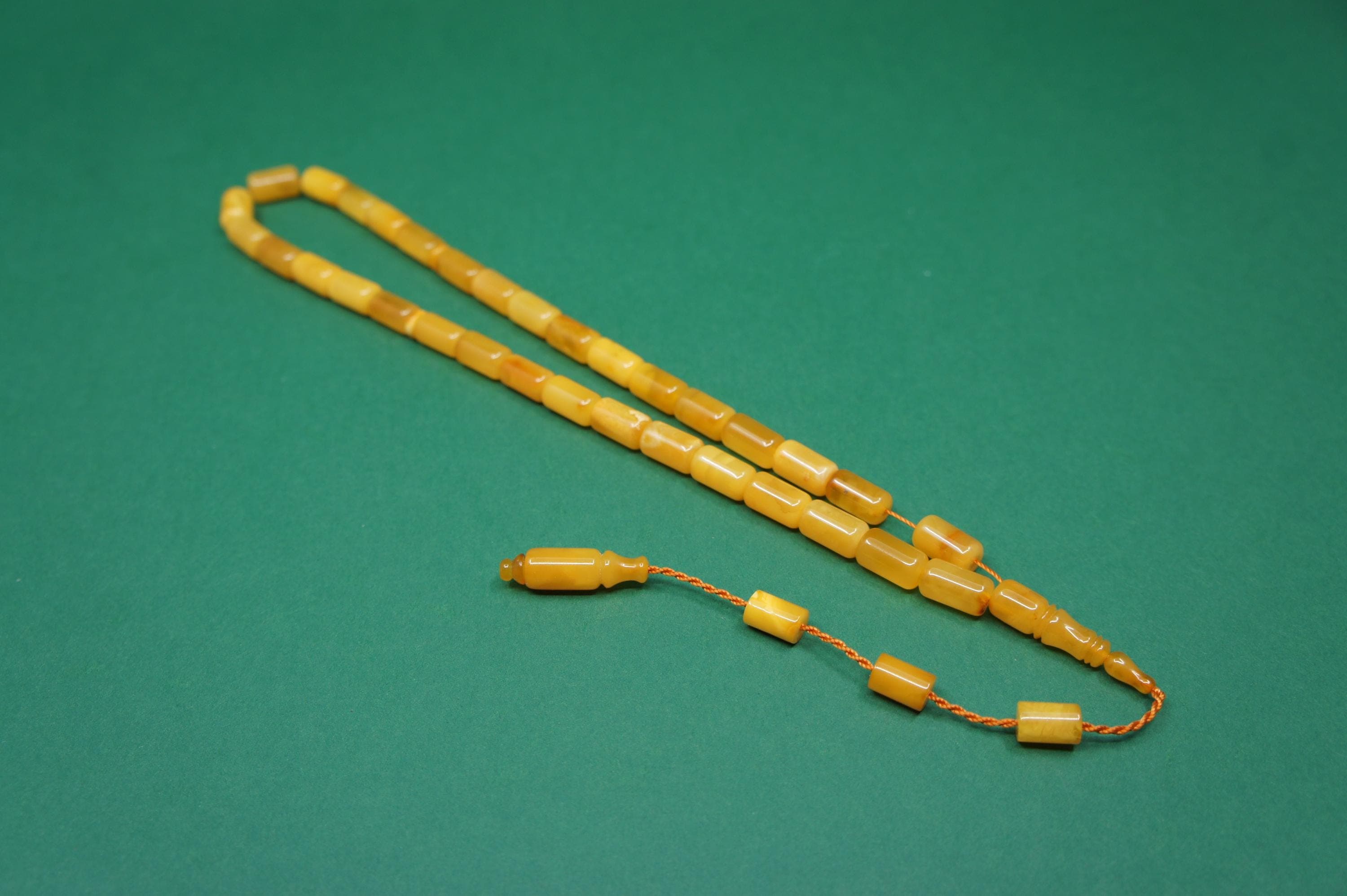 Natural Baltic Amber Islamic Prayer 33 Capsule Beads, Handmade, Muslim Misbaha Rosary #2043 - image 4
