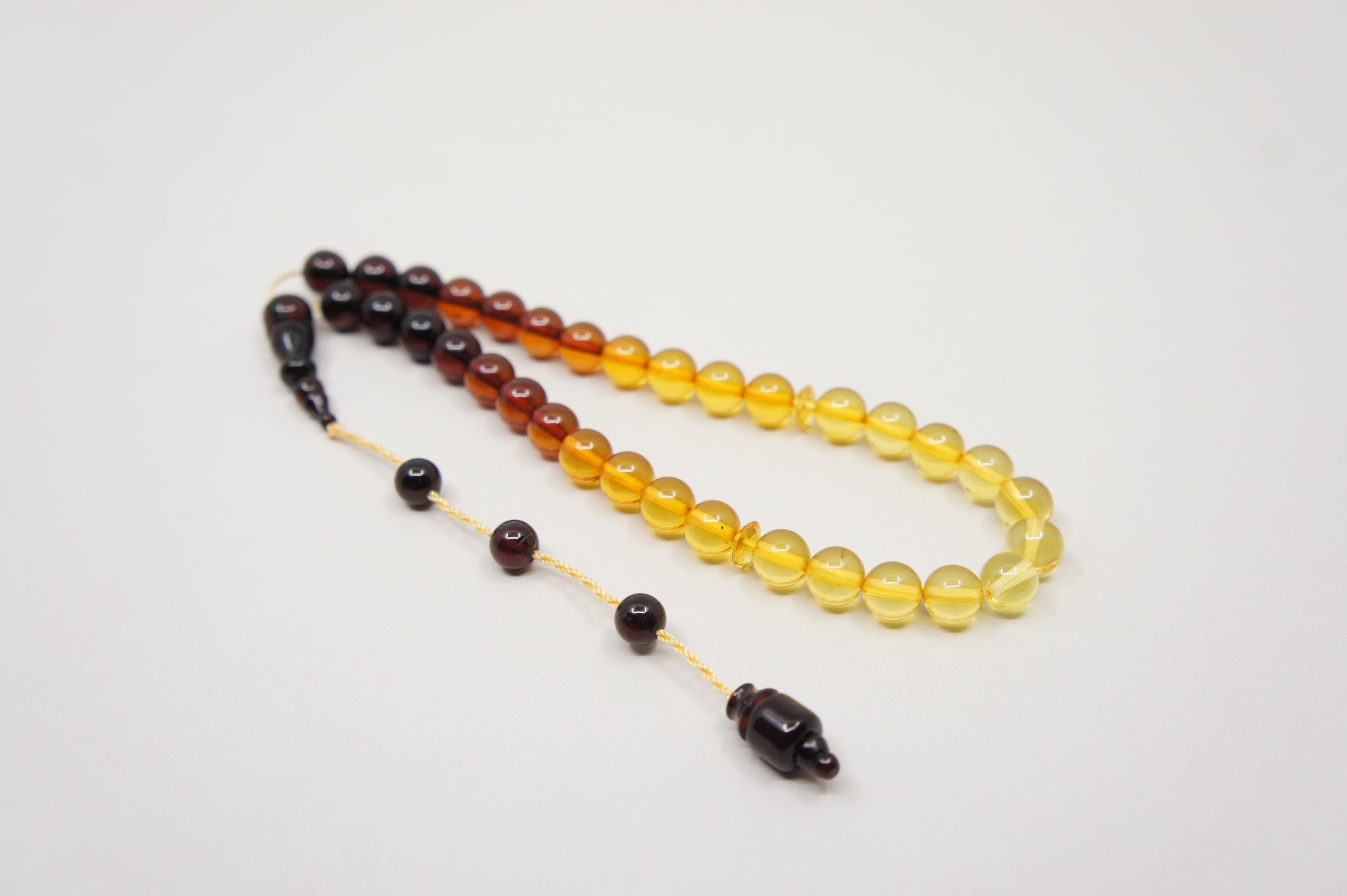 Islamic Natural Baltic Amber Prayer 33 Round Beads, Muslim Tasbih Misbaha, Handmade Rosary #2132 - image 5