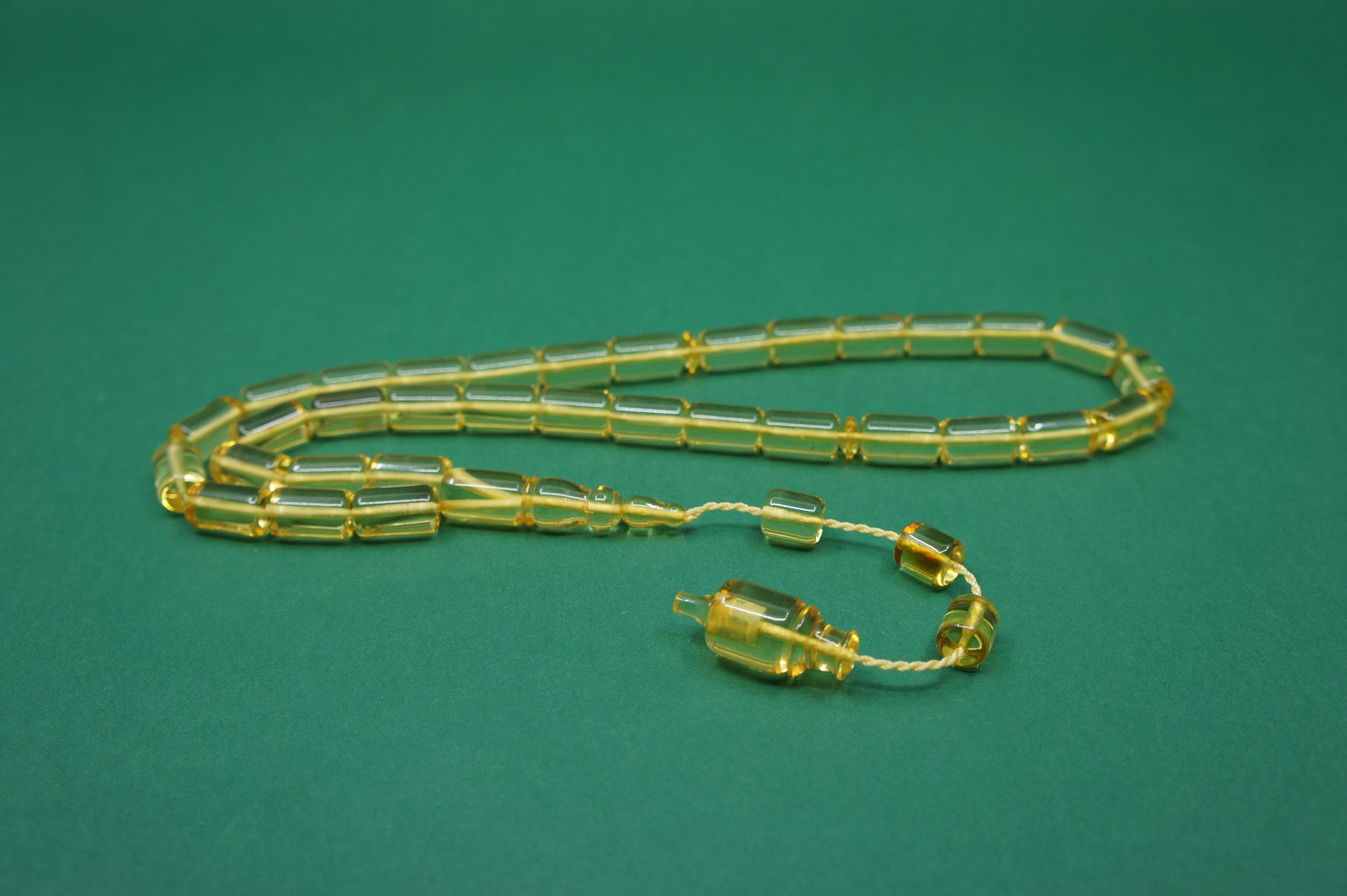 Islamic Natural Baltic Amber Prayer 33 Capsule Beads: Muslim Tasbih Misbaha Rosary, Handmade  #2270 - image 4