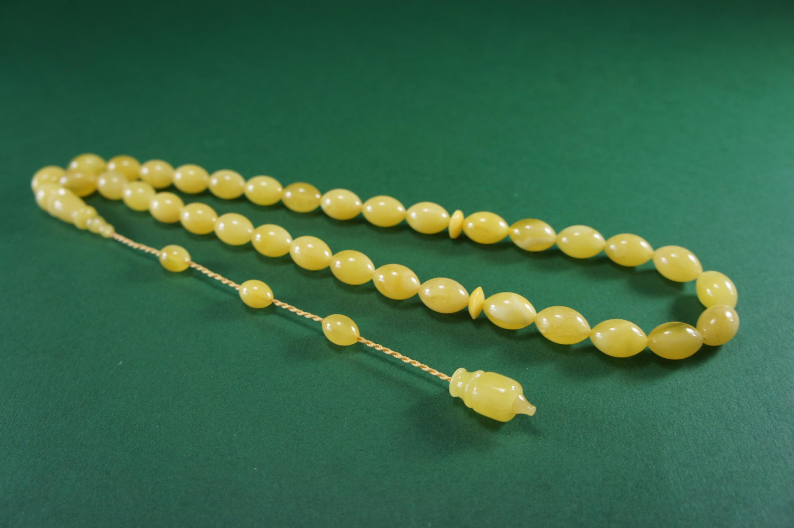 Baltic Amber Prayer 33 Olive Beads: Islamic Muslim Tasbih Misbaha Rosary, Handmade #2381 - image 4