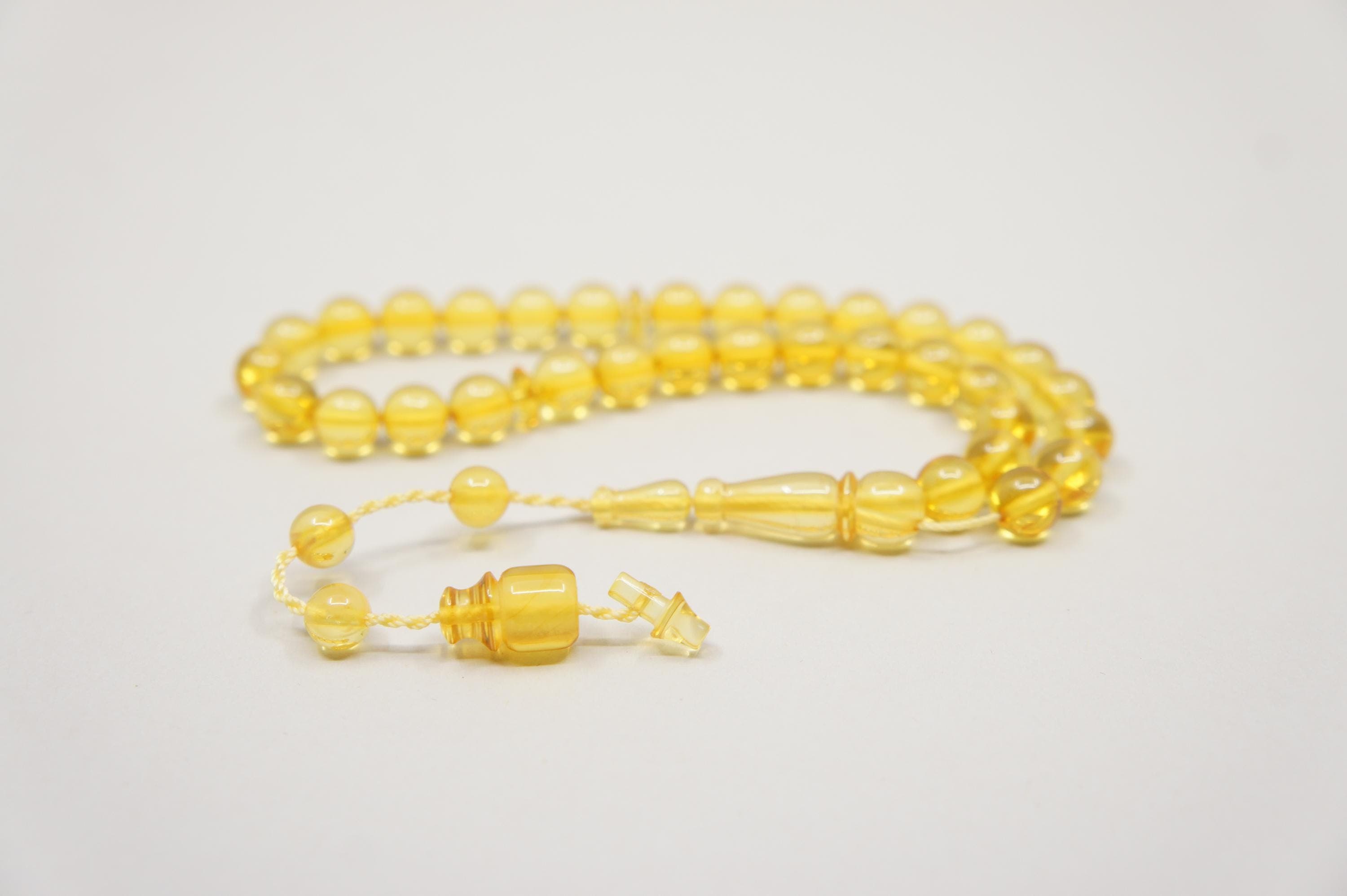Islamic Natural Baltic Amber Prayer 33 Round Beads, Muslim Tasbih Misbaha, Handmade Rosary #2008 - image 3