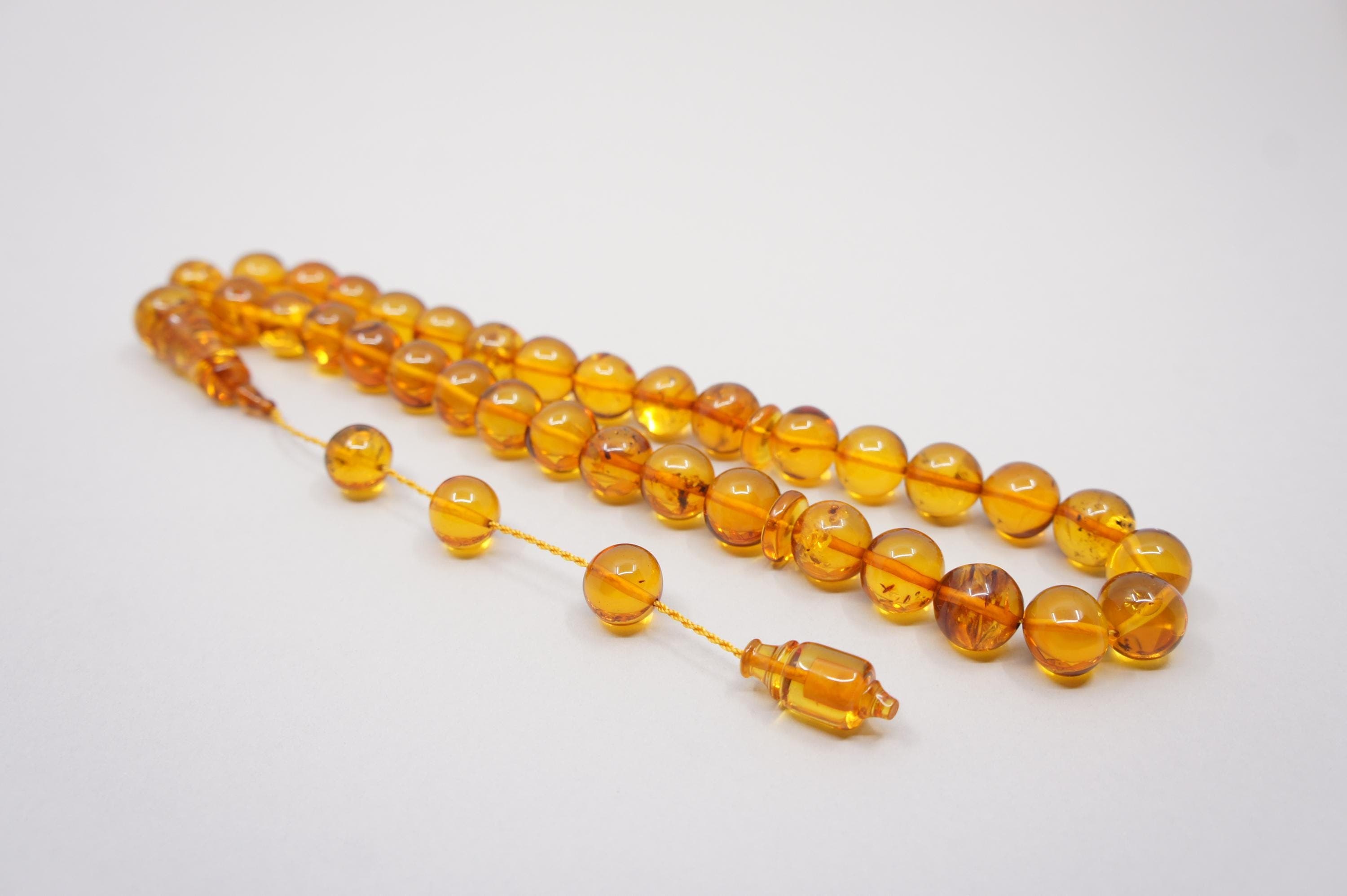 Islamic Natural Baltic Amber Prayer 33 Round Beads, Muslim Tasbih Misbaha Rosary, Handmade #2015 - image 4