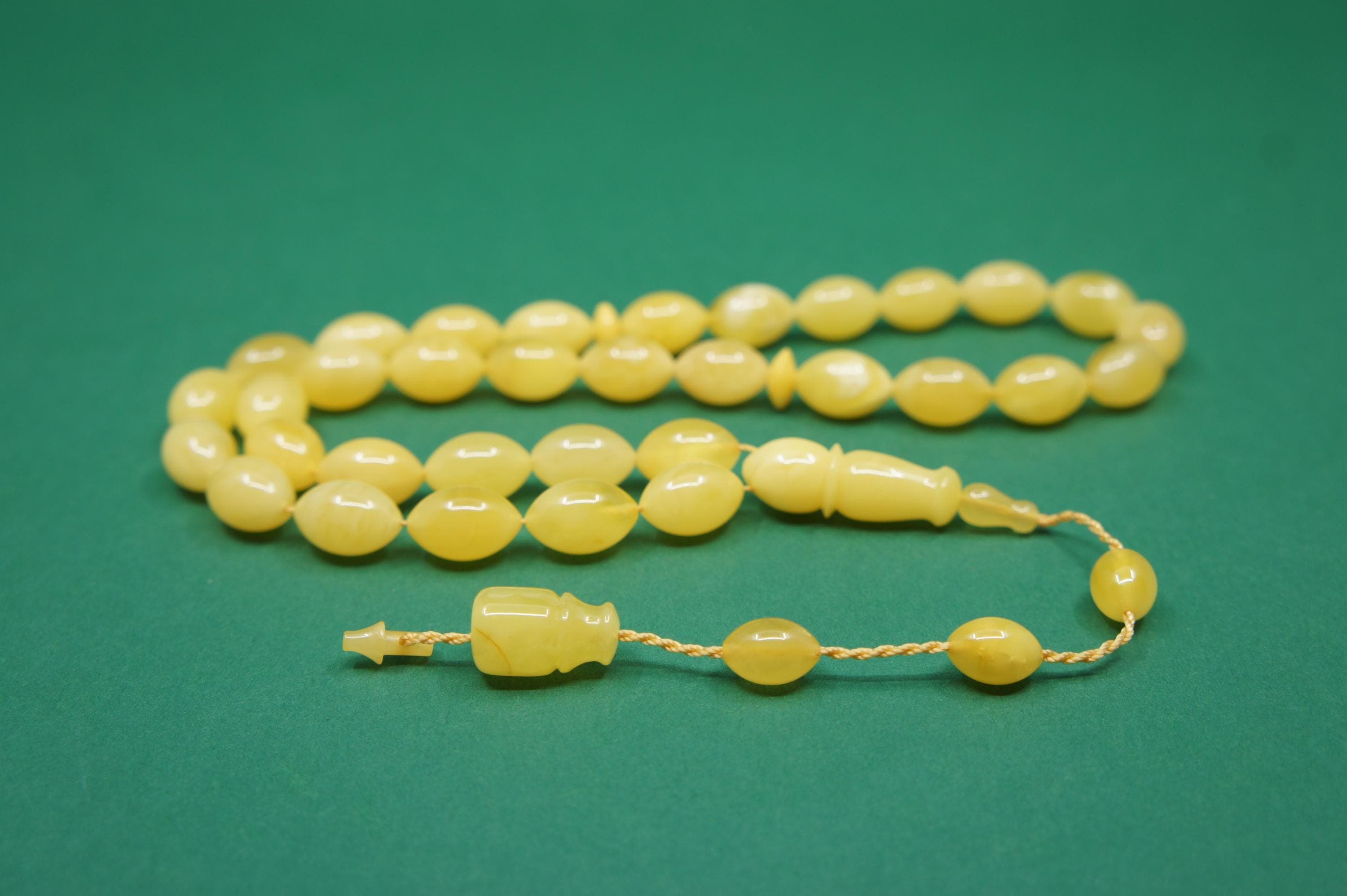 Baltic Amber Prayer 33 Olive Beads: Islamic Muslim Tasbih Misbaha Rosary, Handmade #2381 - image 3