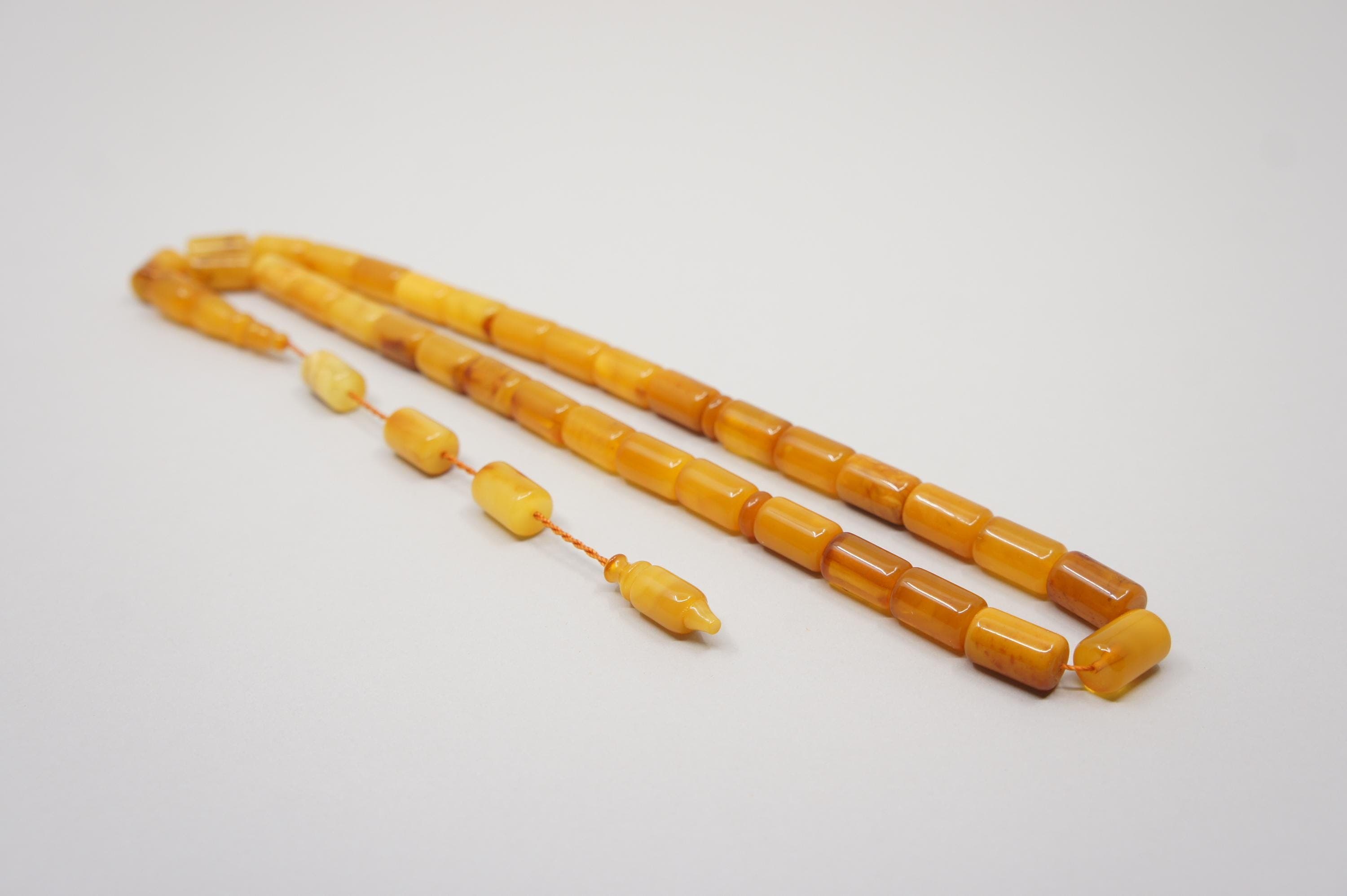 Islamic Natural Baltic Amber Prayer 33 Capsule Beads: Handmade Muslim Tasbih Misbaha Rosary #2255 - image 4