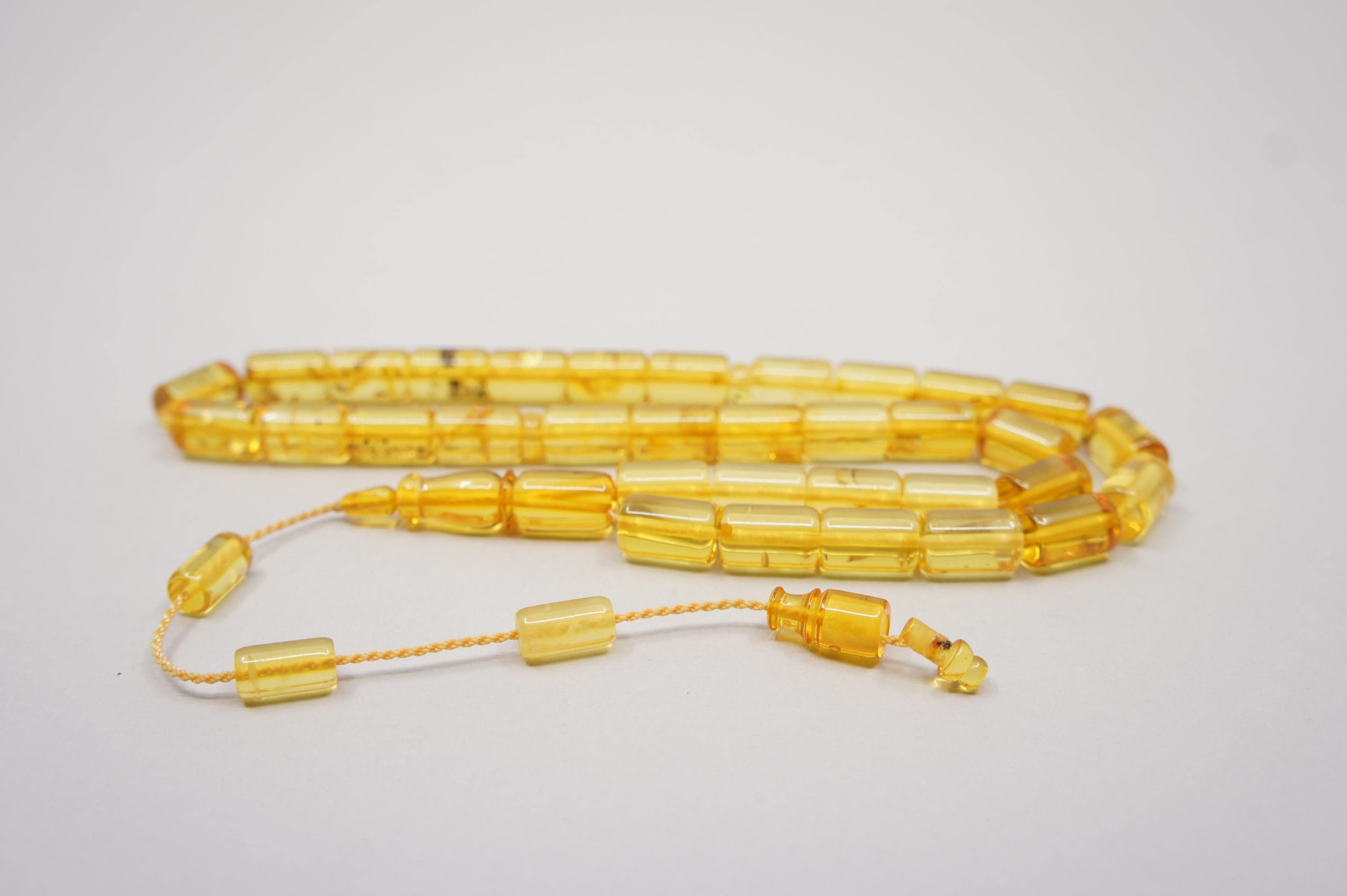 Islamic Natural Baltic Amber Prayer 33 Capsule Beads: Muslim Tasbih Misbaha Rosary, Handmade  #2264 - image 3