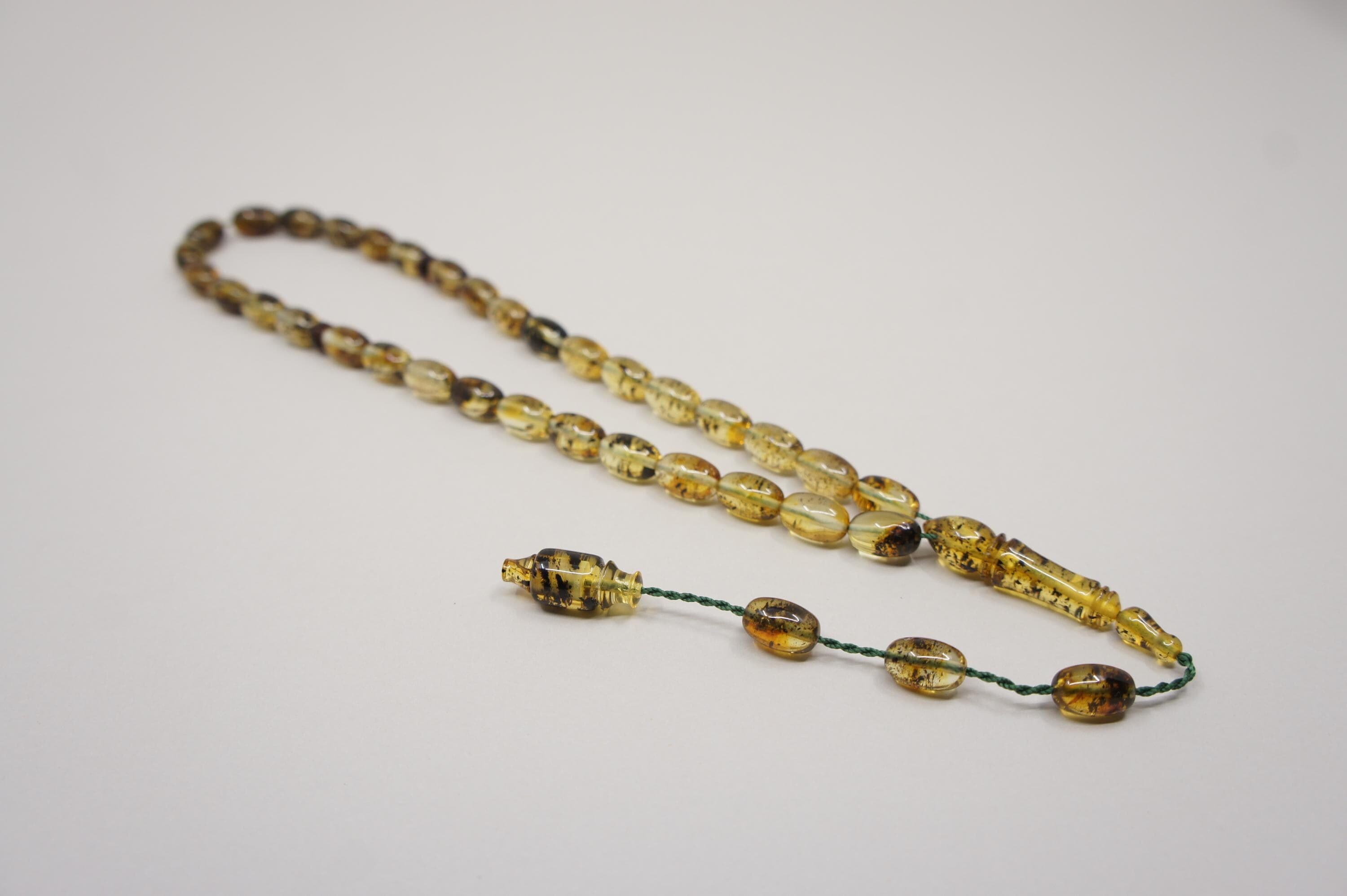 Islamic Natural Baltic Amber Prayer 33 Olive Beads, Muslim Tasbih Misbaha, Handmade Rosary #1788 - image 3