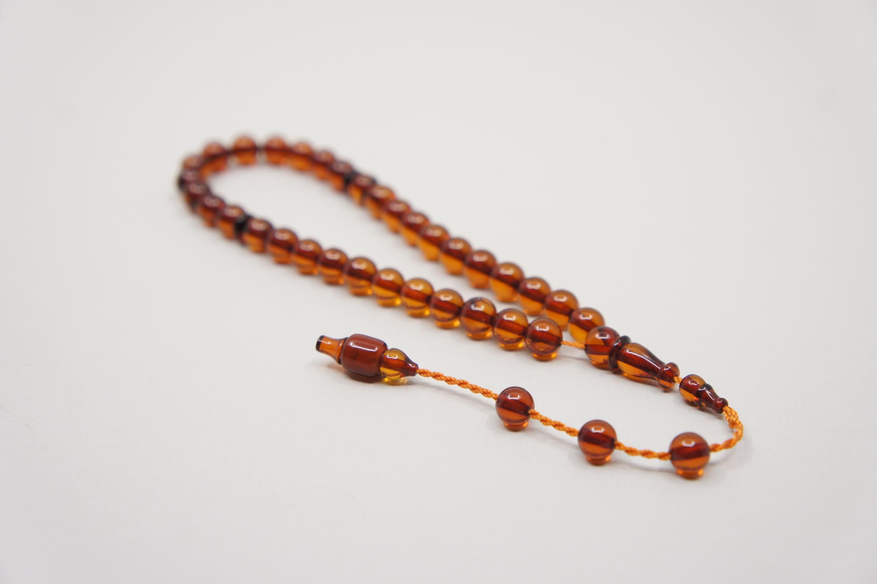 Islamic Natural Baltic Amber Prayer 33 Round Beads, Muslim Tasbih Misbaha Rosary, Handmade #2533 - image 4